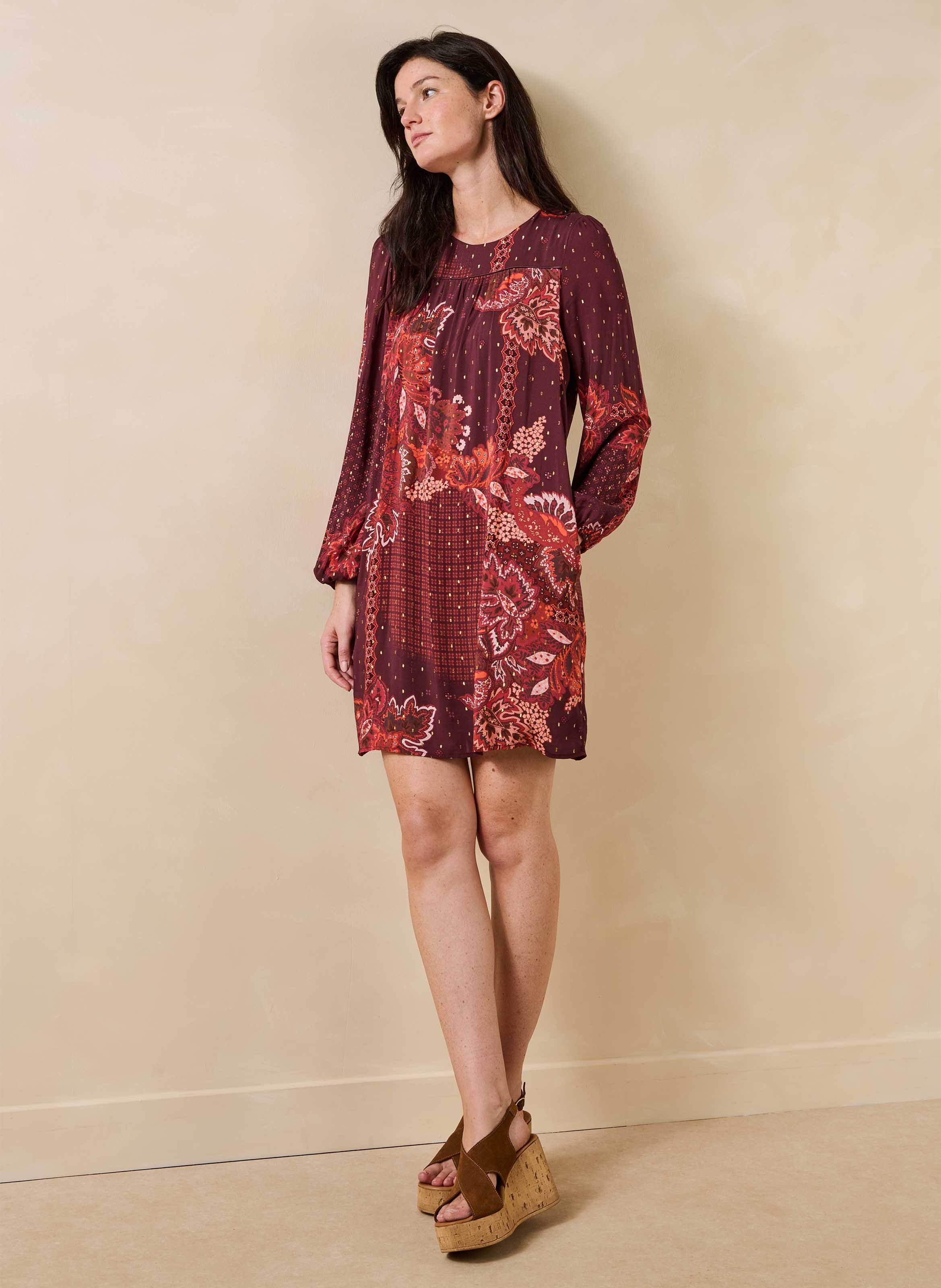 Robe droite courte à imprimé LA FEE MARABOUTEE Rouge