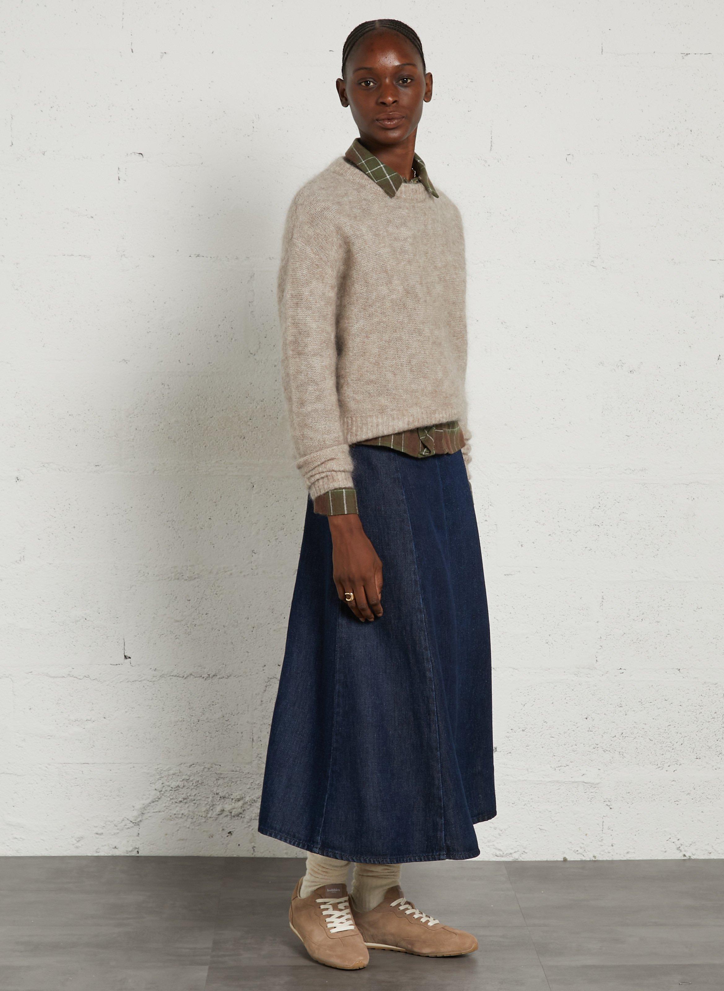Rechte trui met ronde hals in een mix van mohair en wol JC SOPHIE Beige