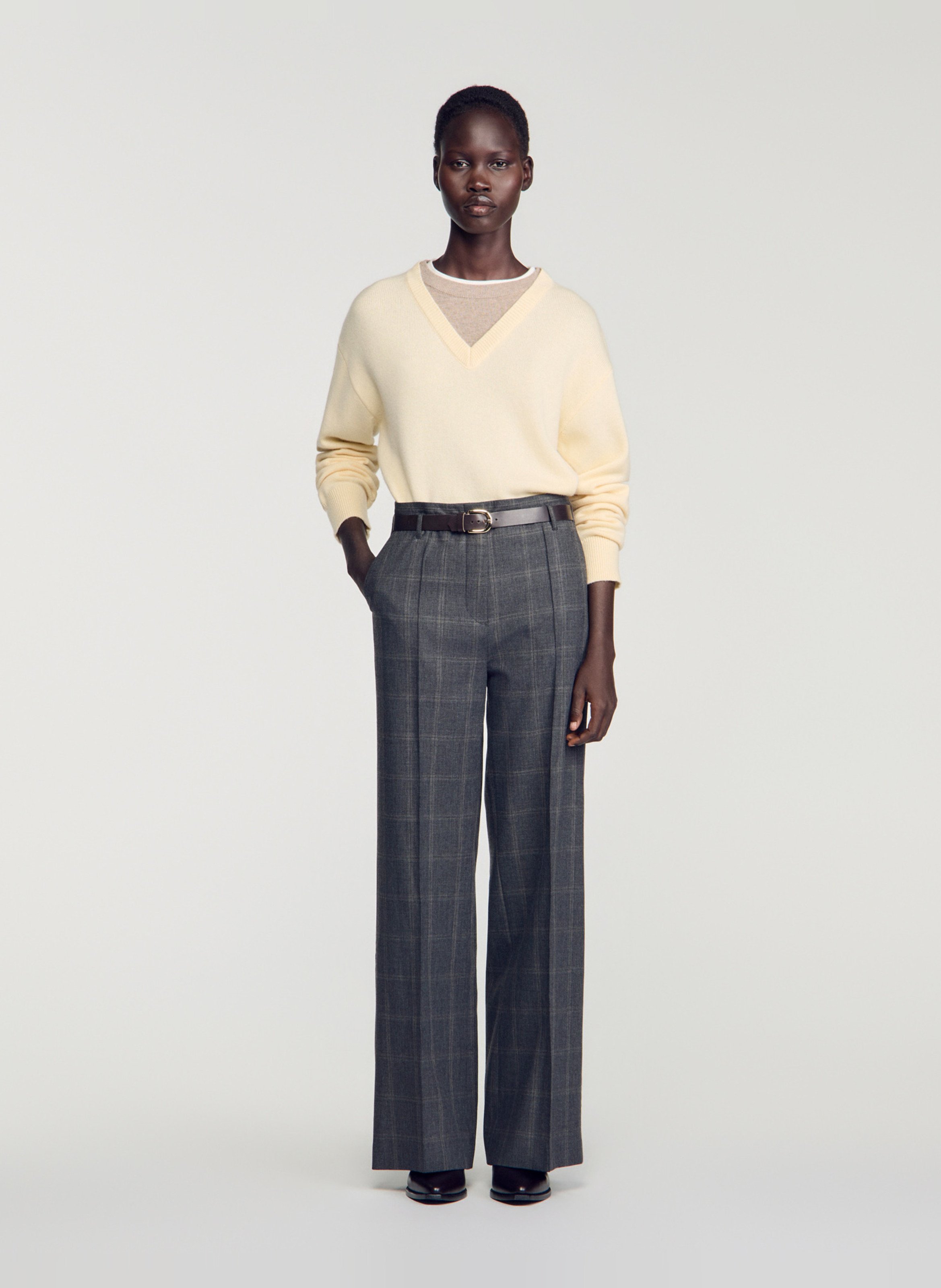 Rechte, geruite broek SANDRO Grijs
