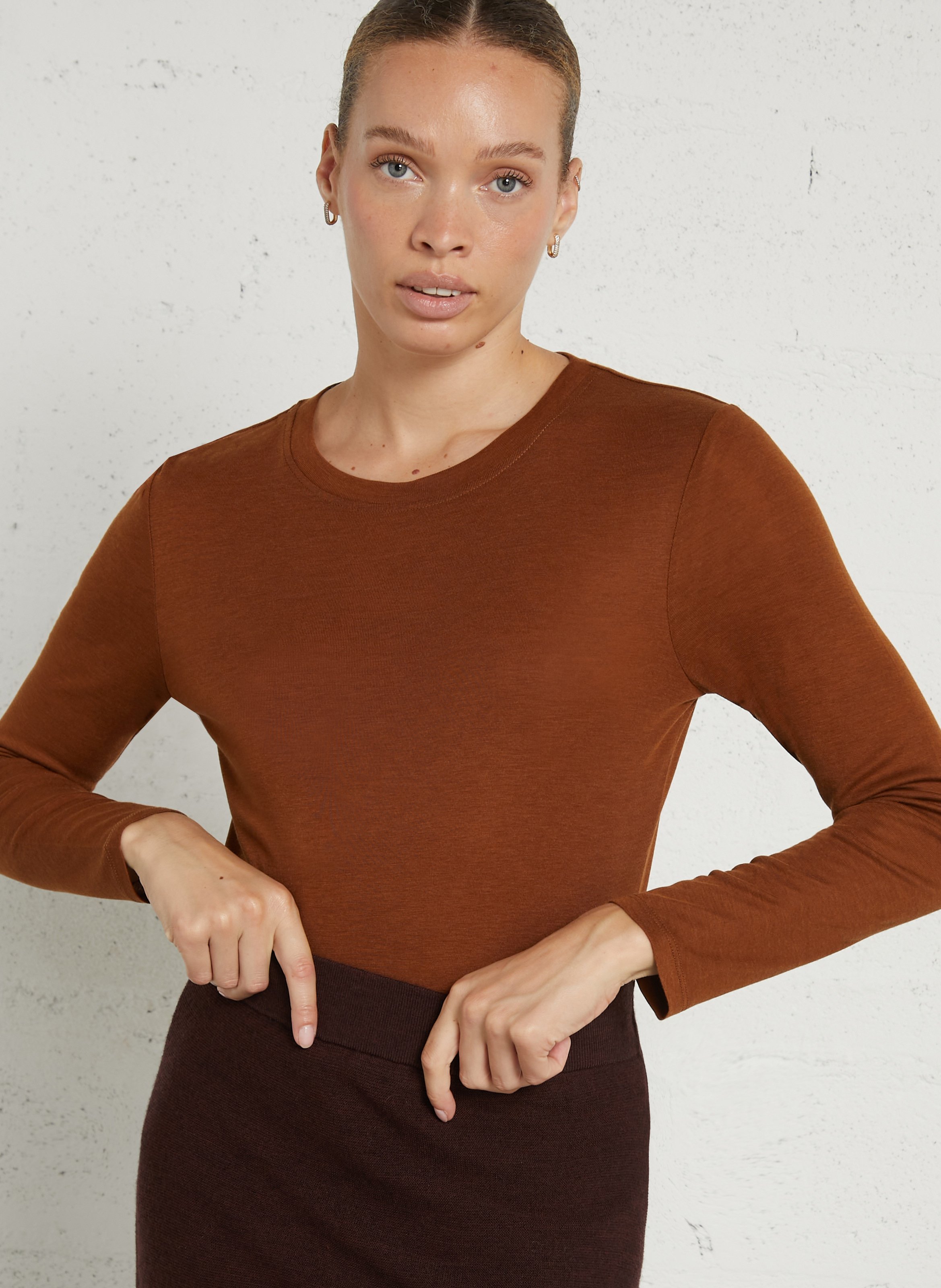 Fitted long-sleeve t-shirt MAISON 123 Beige