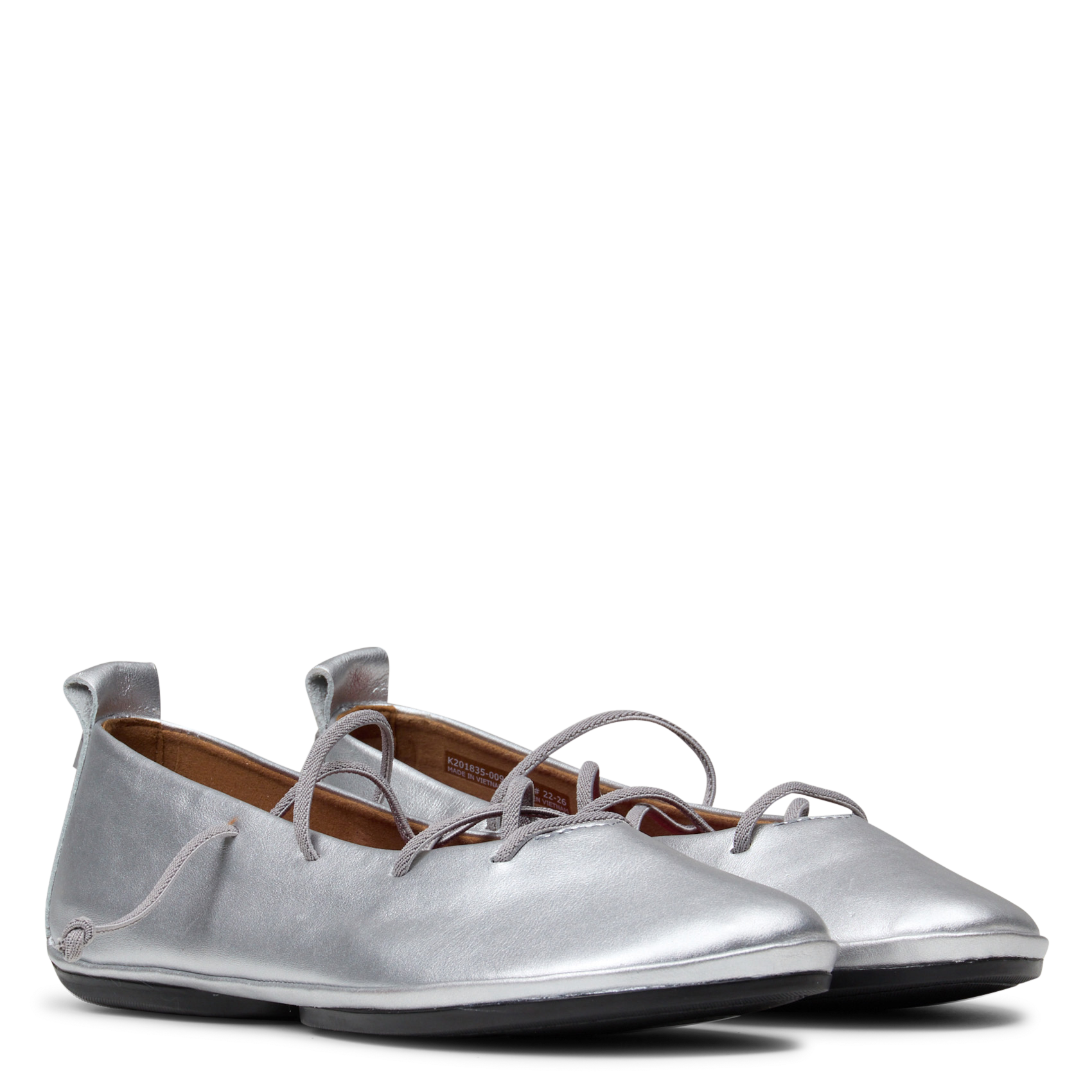 Mixed leather ballerina flats CAMPER Silver