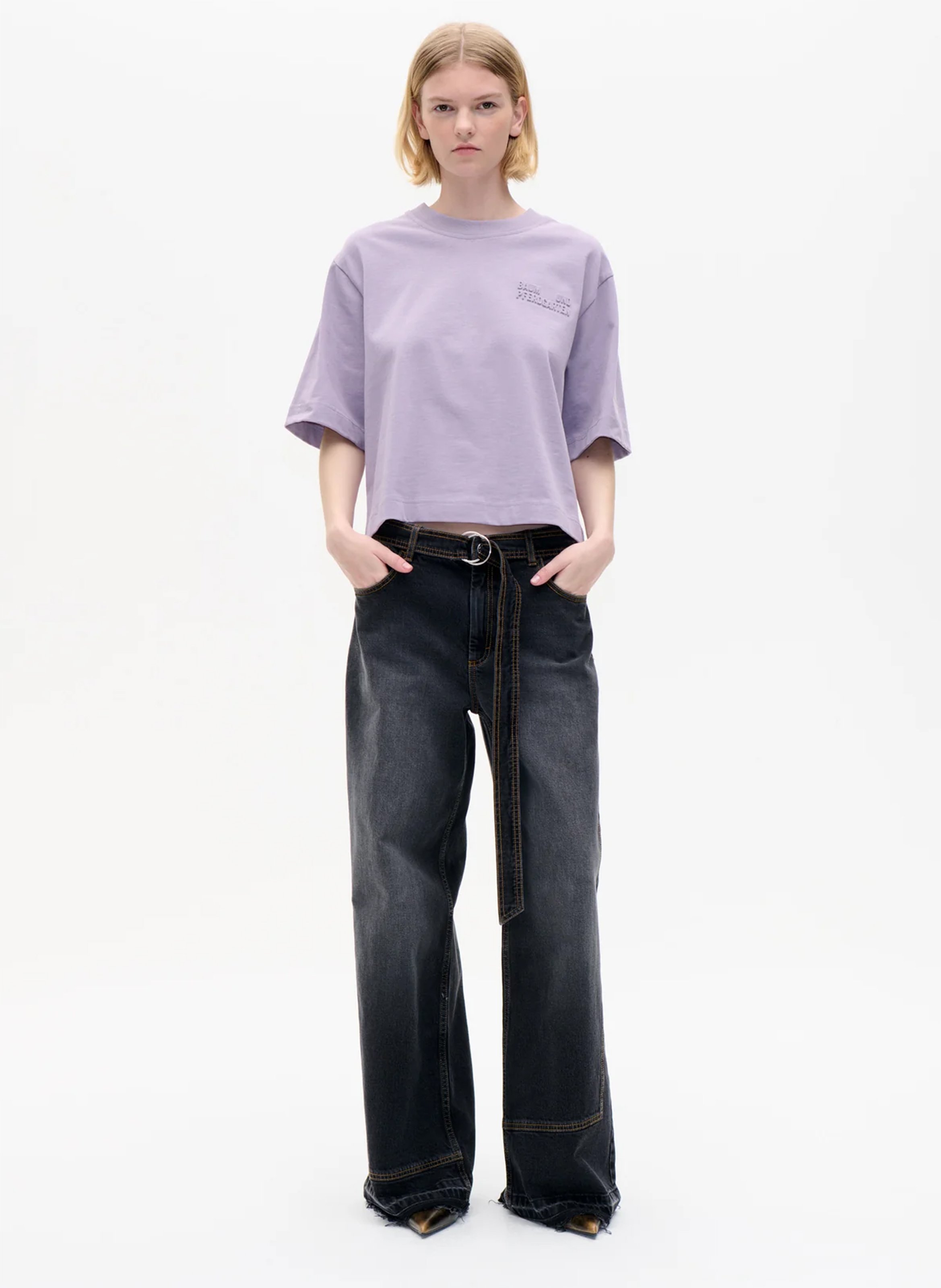 Oversized T-shirt met ronde hals van biologisch katoen BAUM UND PFERDGARTEN Violet