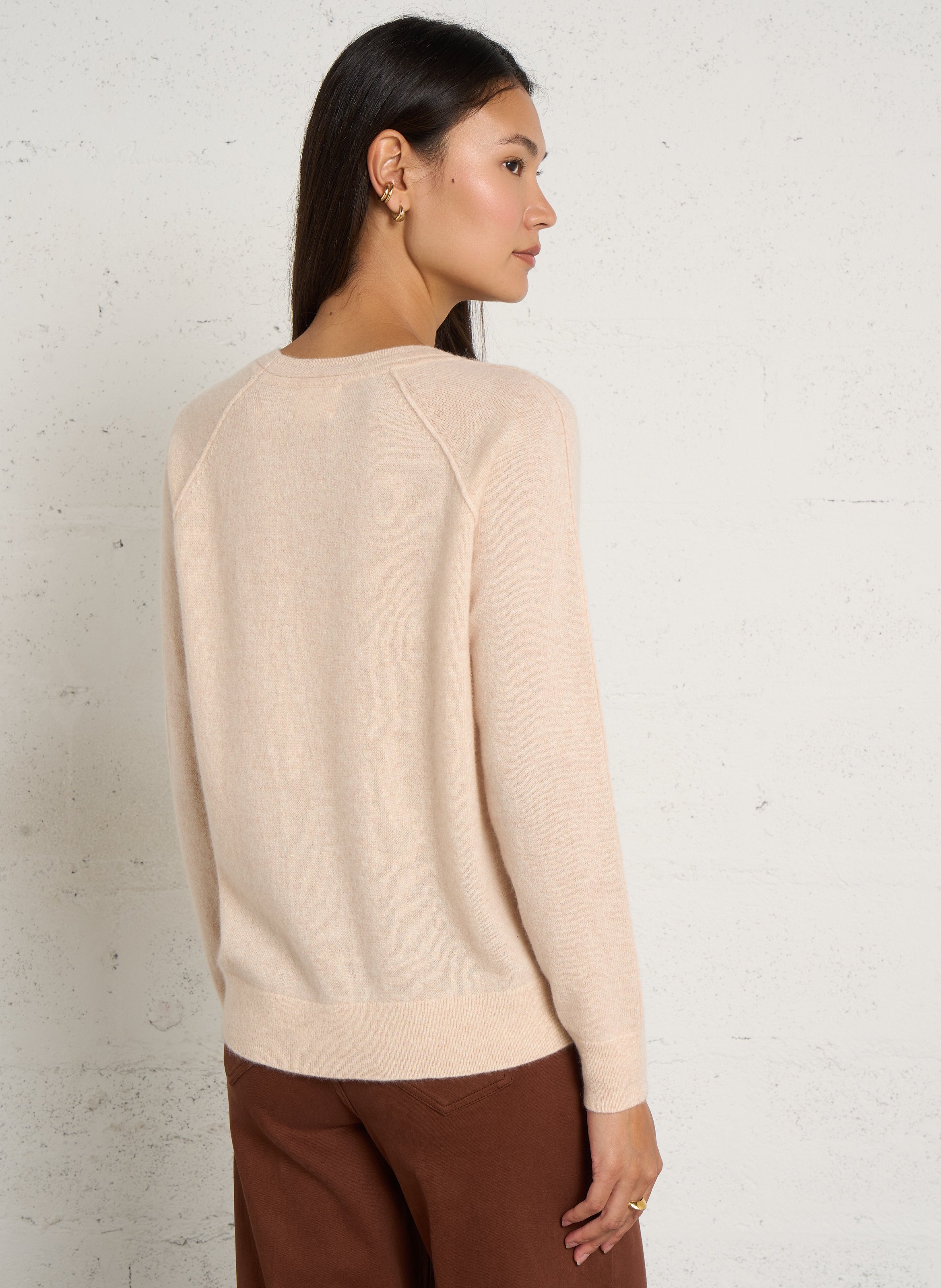 Straight round neck cashmere sweater MAISON 123 White