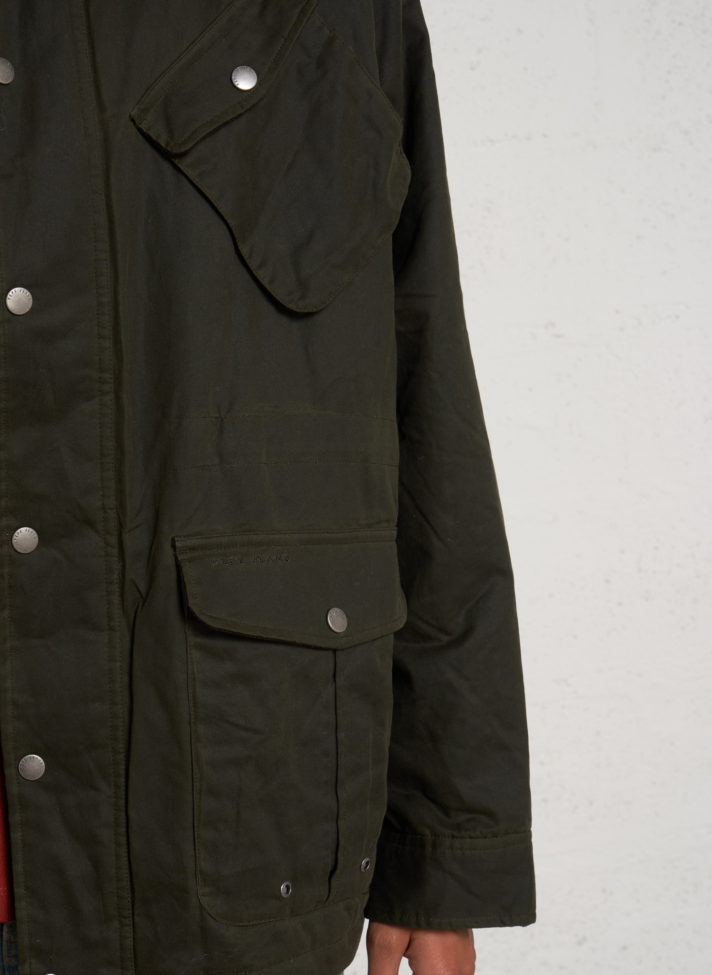 Straight-cut cotton jacket with classic collar PEPE JEANS Green