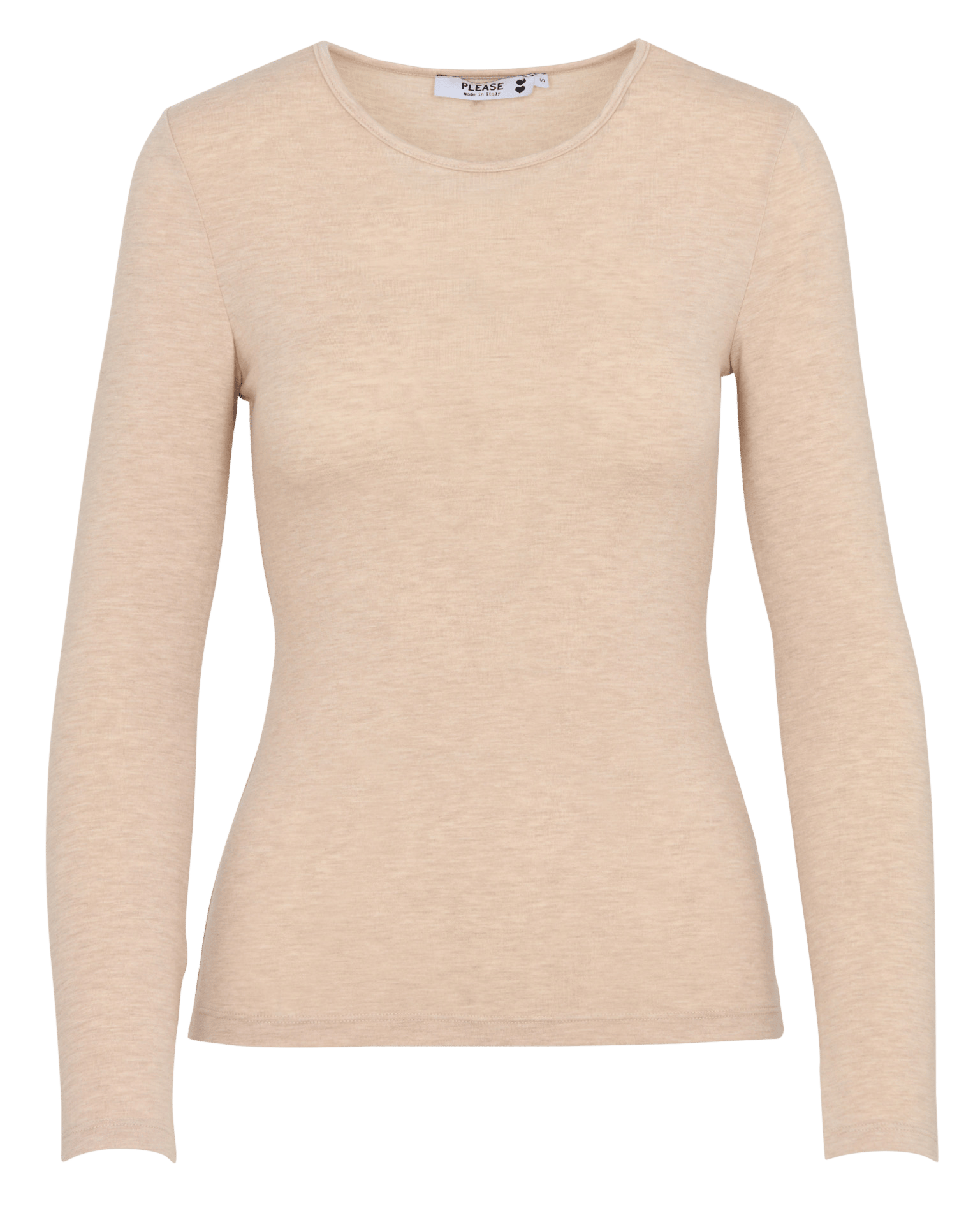 Tee-shirt cintré col rond manches longues  PLEASE