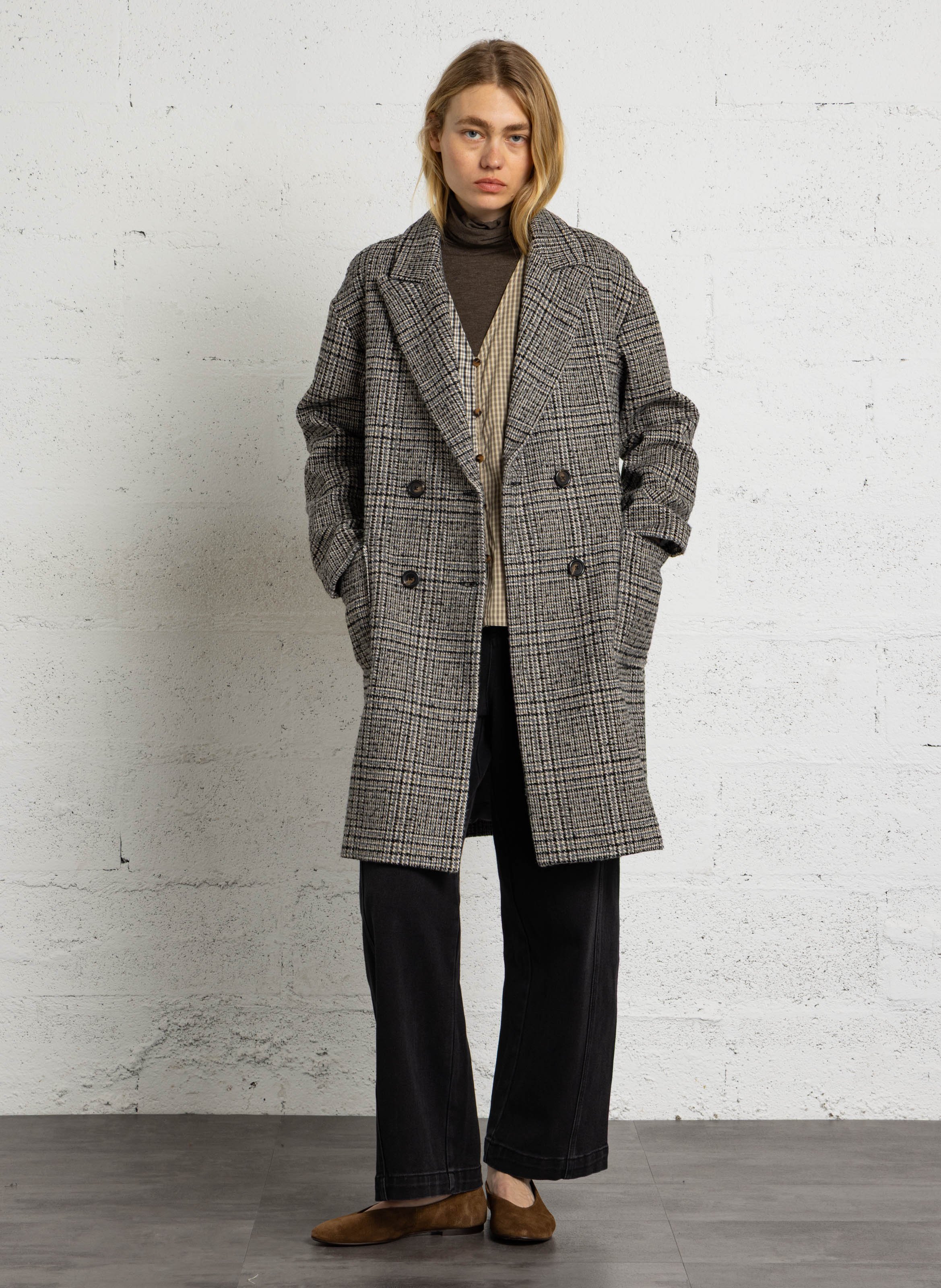 Manteau droit mi-long PLEASE Noir