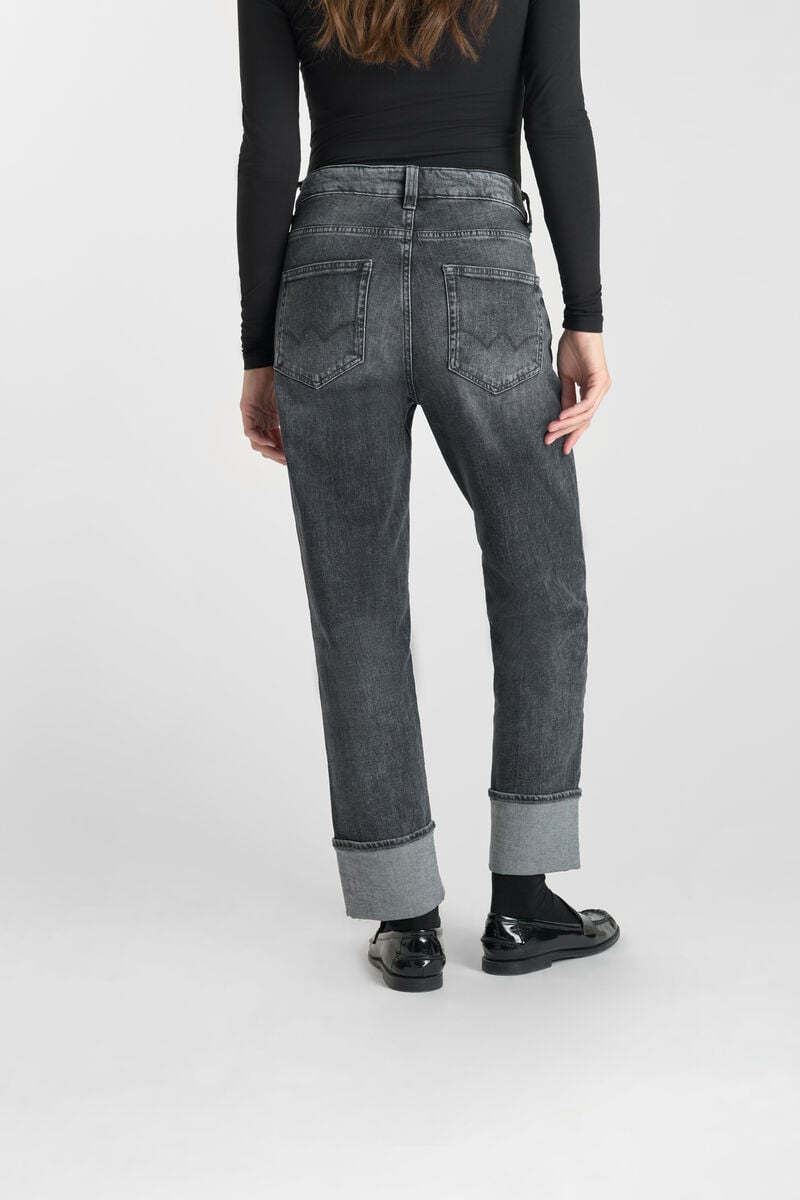 High-waisted loose-fit zip jeans LE TEMPS DES CERISES Grey