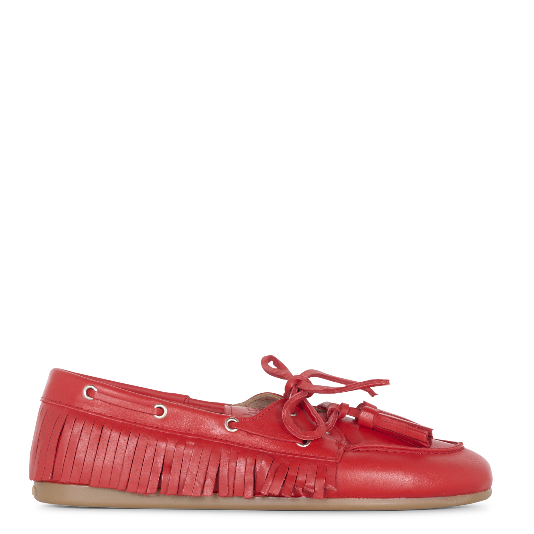 Fringed leather boat shoes POSA Red