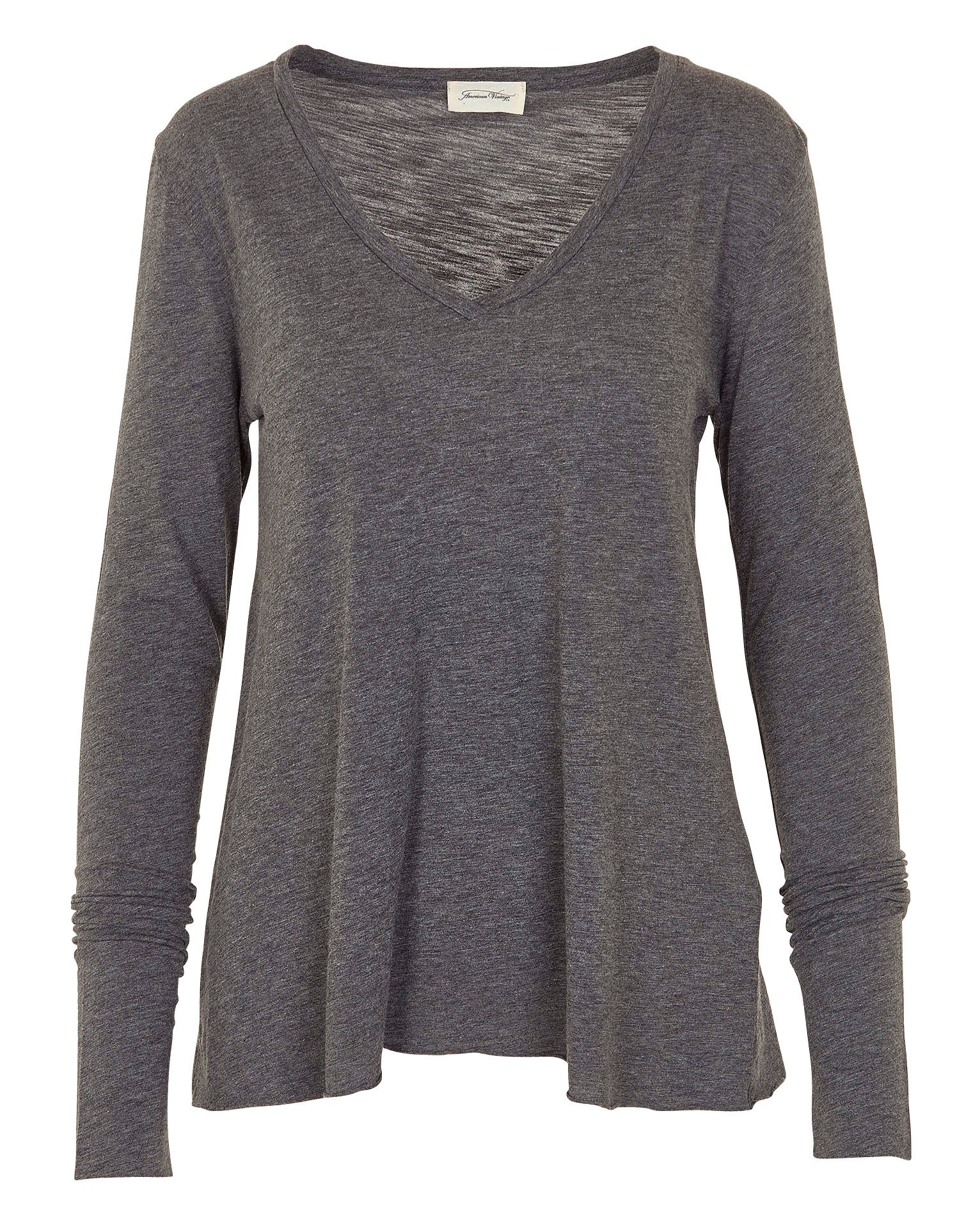 V-neck cotton-blend T-shirt JACKSONVILLE Anthracite chine