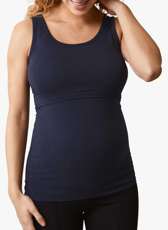 Camiseta De Tirantes De Premamá Y Lactancia De Algodón Ecológico Midnight Blue Boob - Mujer | des Tendances