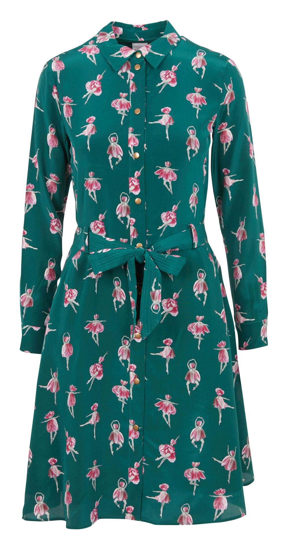 Midikleid aus bedruckter Seide Grun