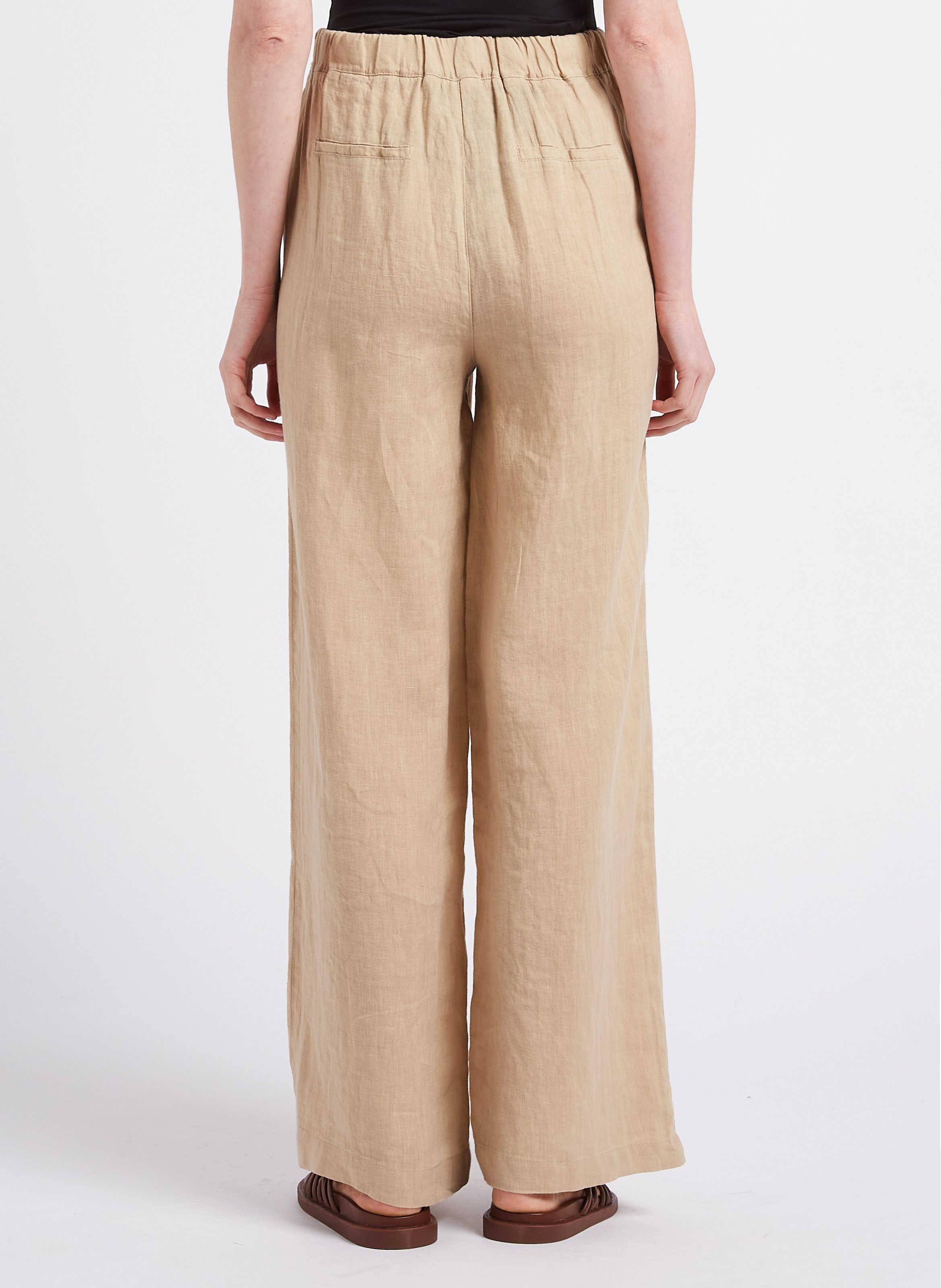 Pantalon large en lin BY BAR Marron