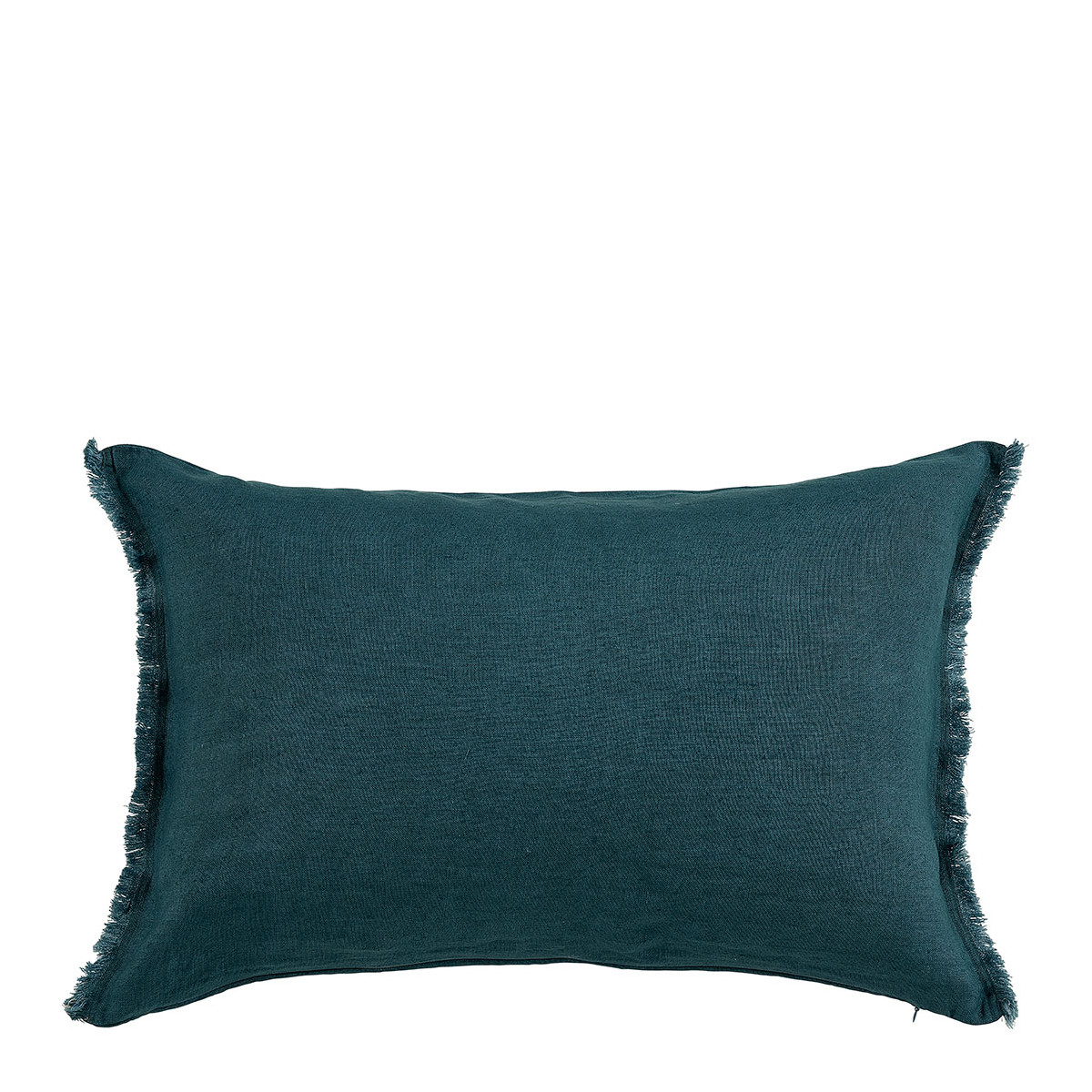 Washed linen Chloé cushion cover - Petrol - 60 x 40 cm BLANC D'IVOIRE Blue
