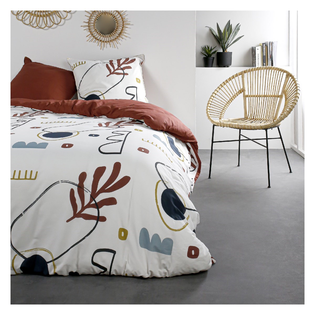 Printed cotton bedding set TODAY LINGE DE MAISON White