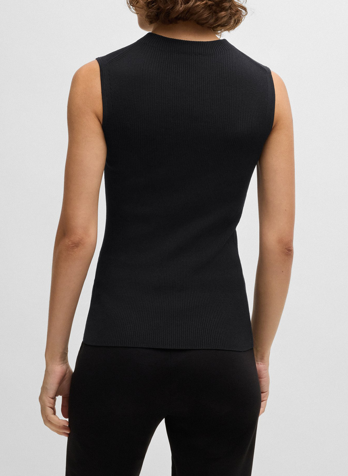 Ribbed sleeveless T-shirt BOSS Black