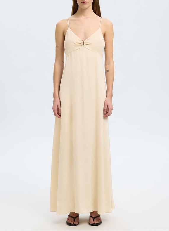 Long v-Neck dress Beige Selected - Women | Place des Tendances Long v-Neck dress Beige Selected - Women | Place des Tendances