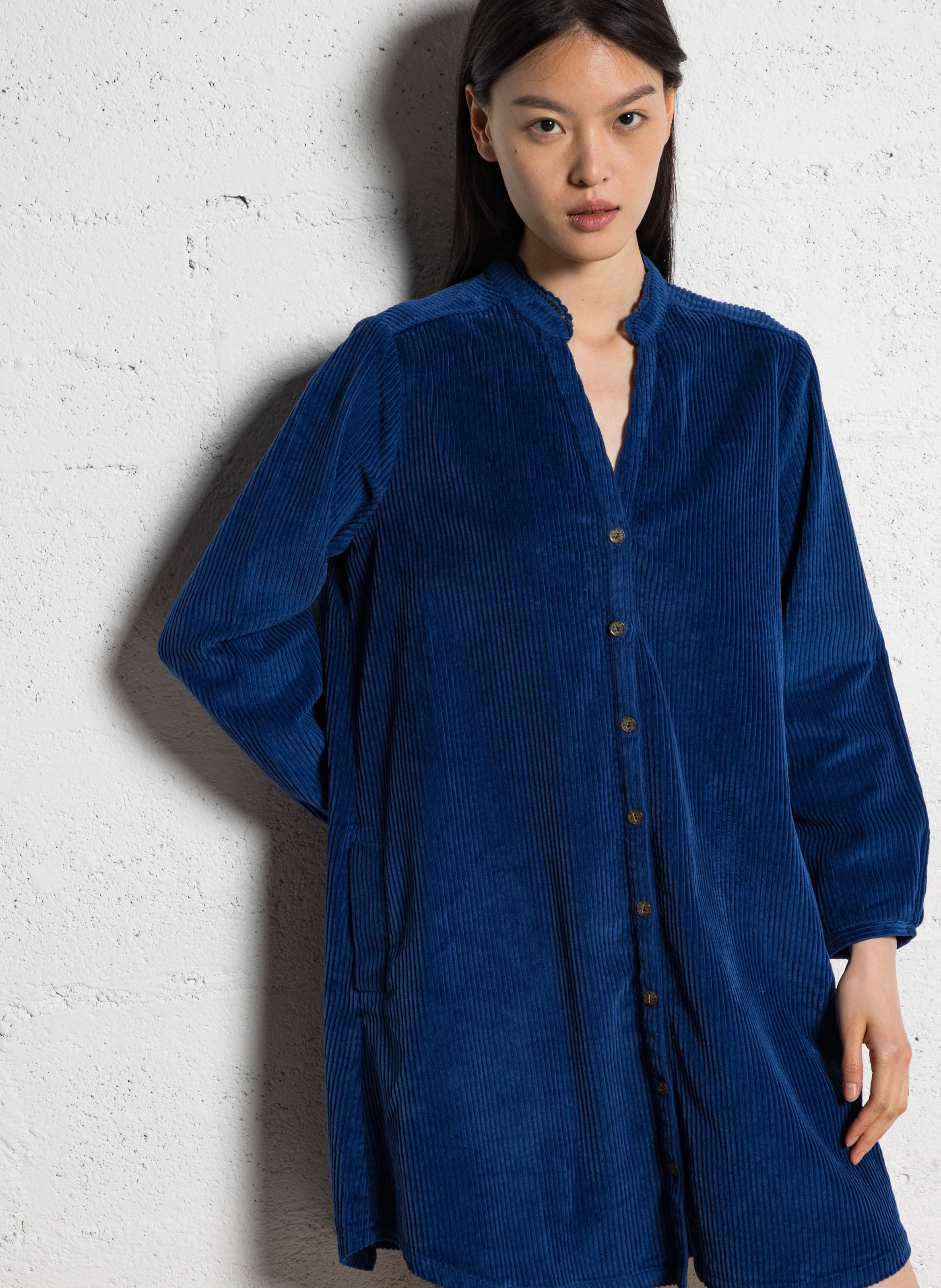 Korte jurk van ribkatoen ONE STEP Blauw