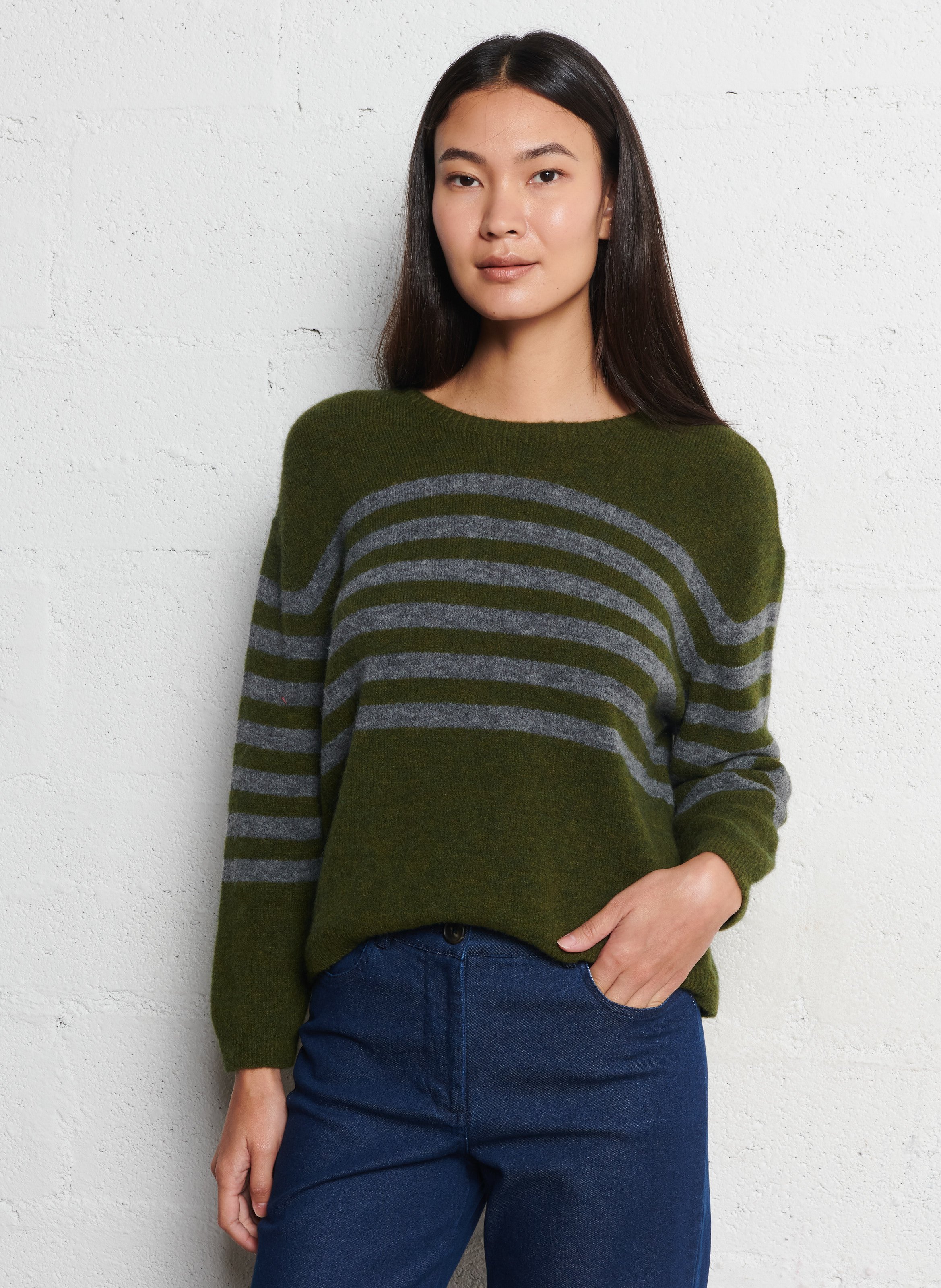 Pull ample col bateau à rayures NICE THINGS