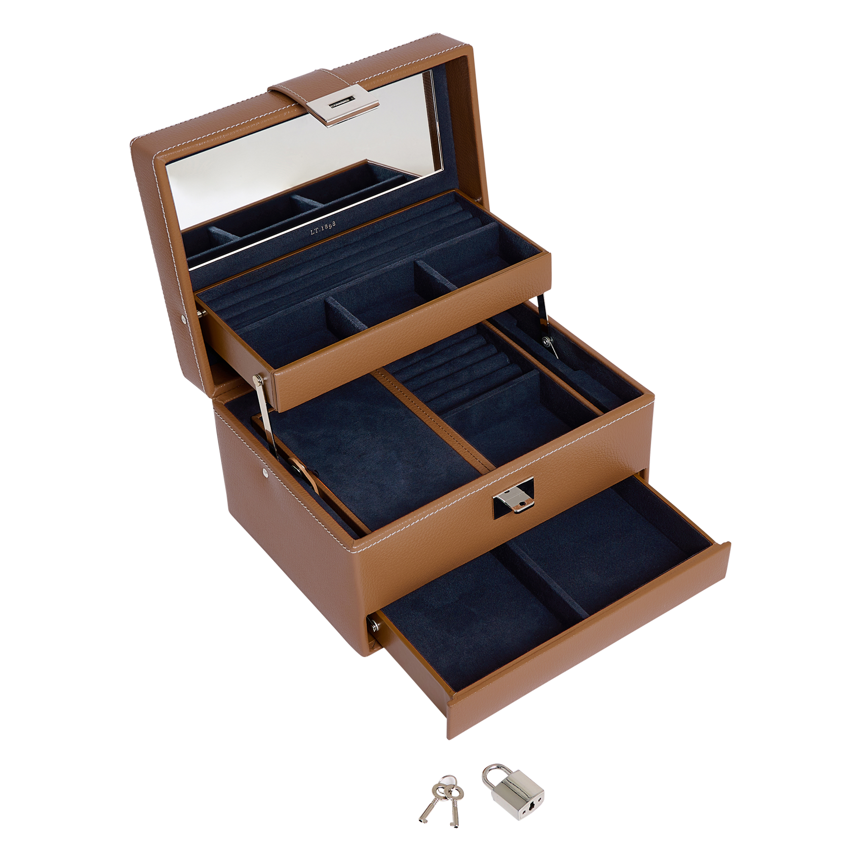 Boîte à bijoux moyen format en cuir LE TANNEUR Beige