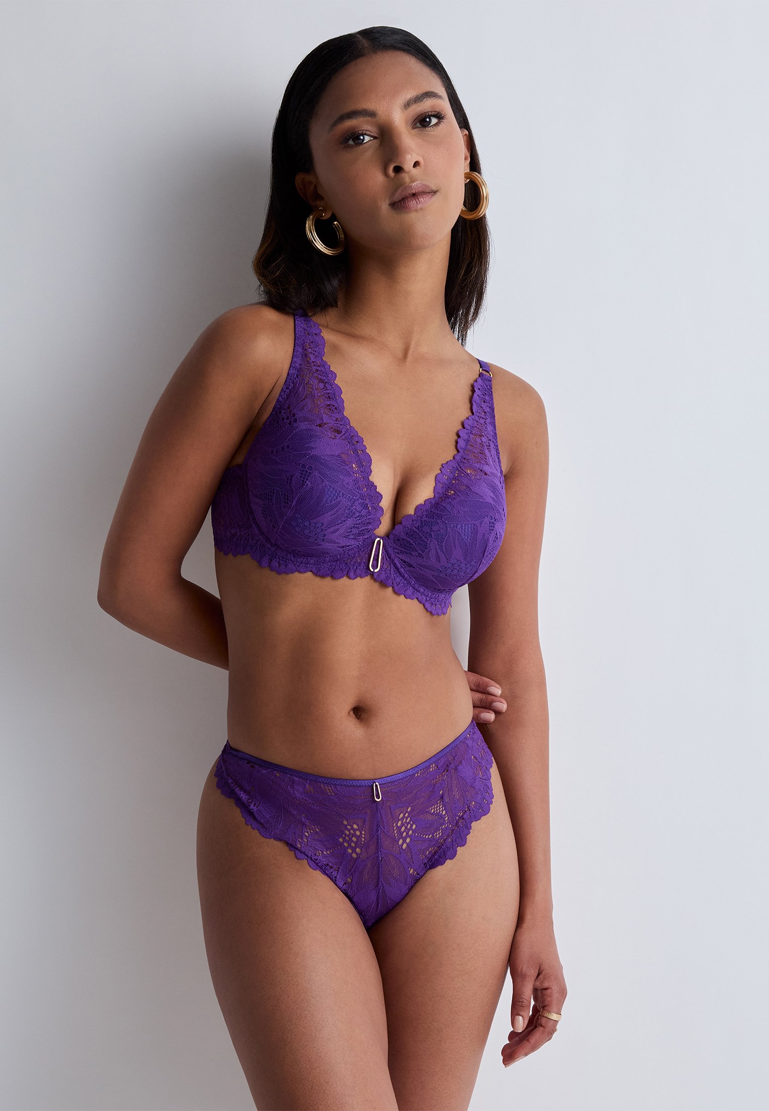 A Fleur De Toi scarf-style plunge bra AUBADE Purple