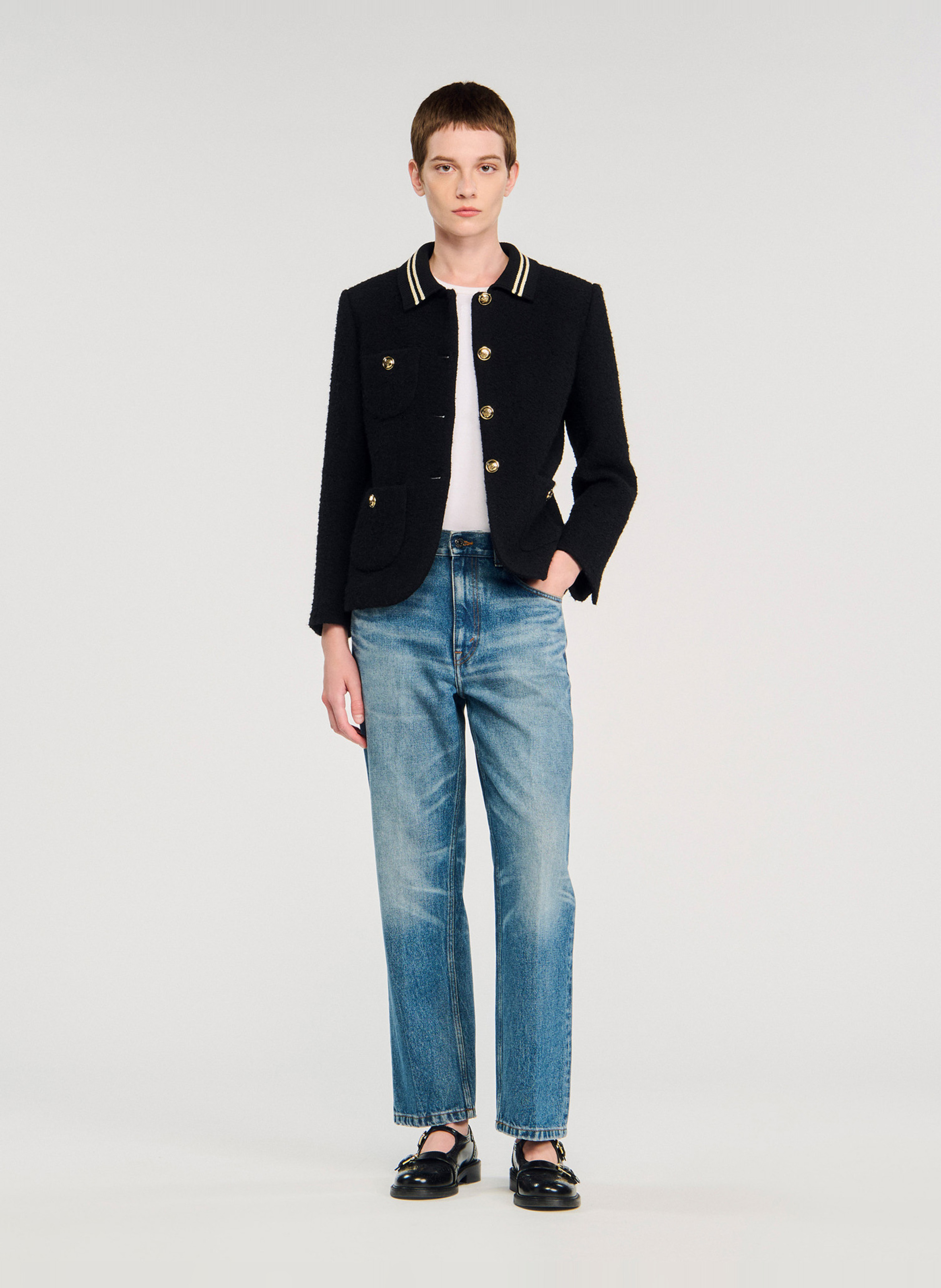 Veste de tailleur à col chemise SANDRO Noir