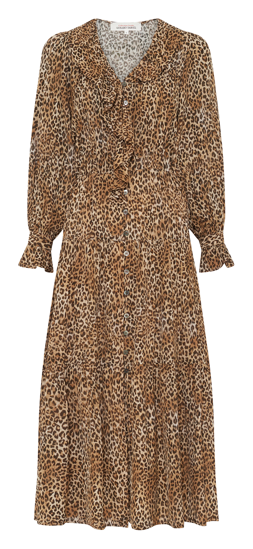 Robe midi col v léopard GERARD DAREL Marron