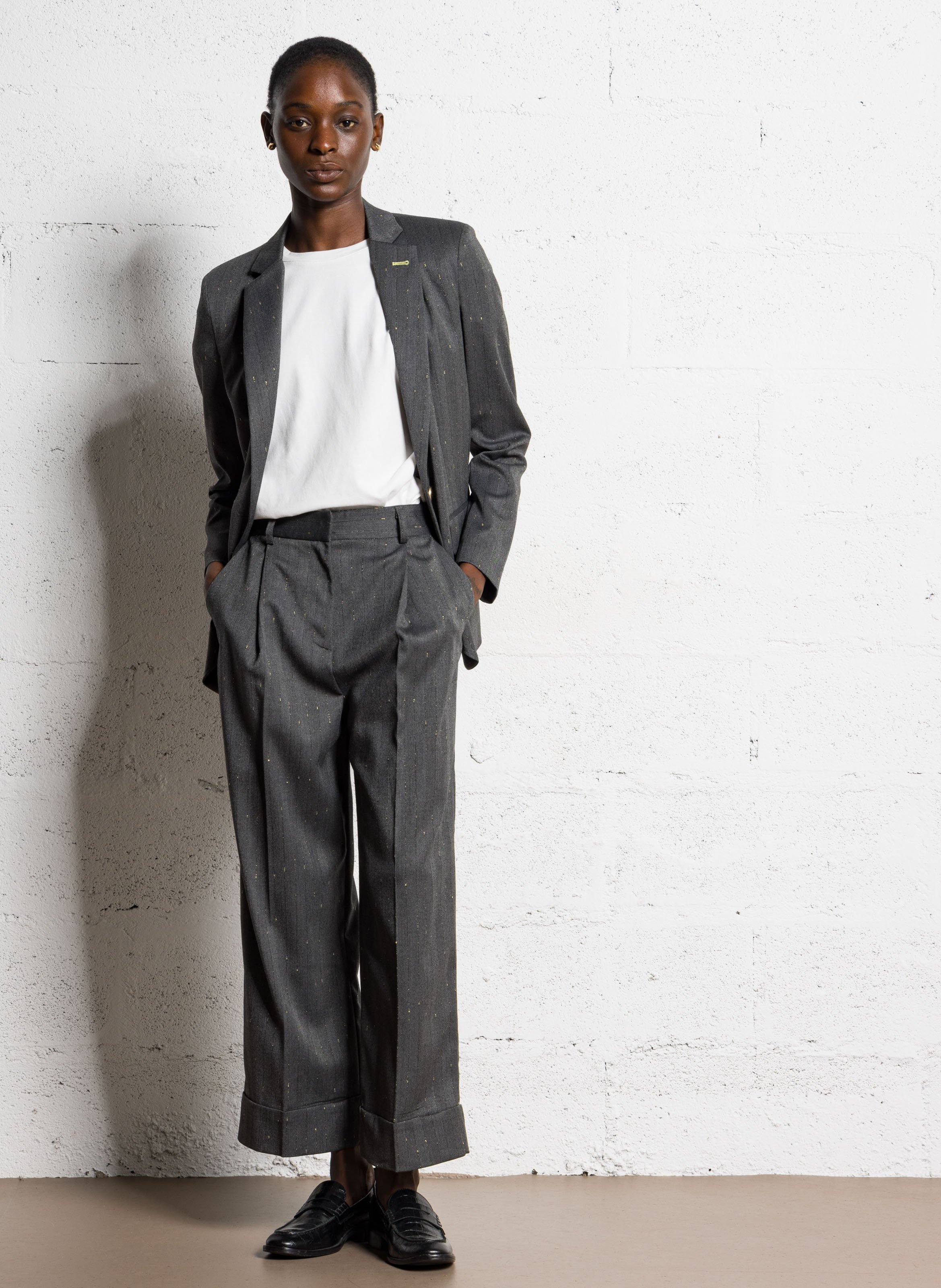 Azawood high-waisted wide-leg trousers IMPERIAL Grey