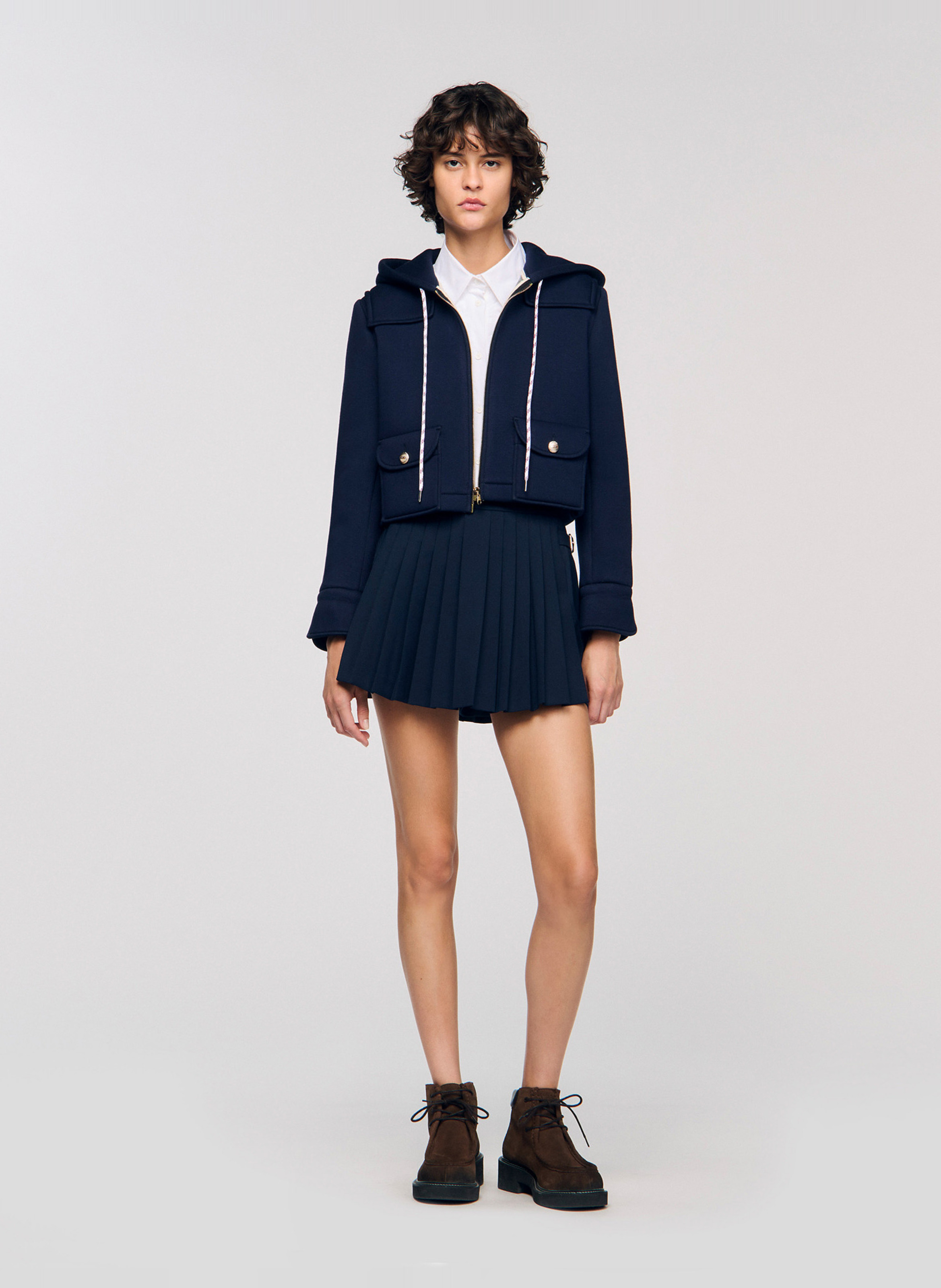 Kort jack met rits en capuchon SANDRO Blauw