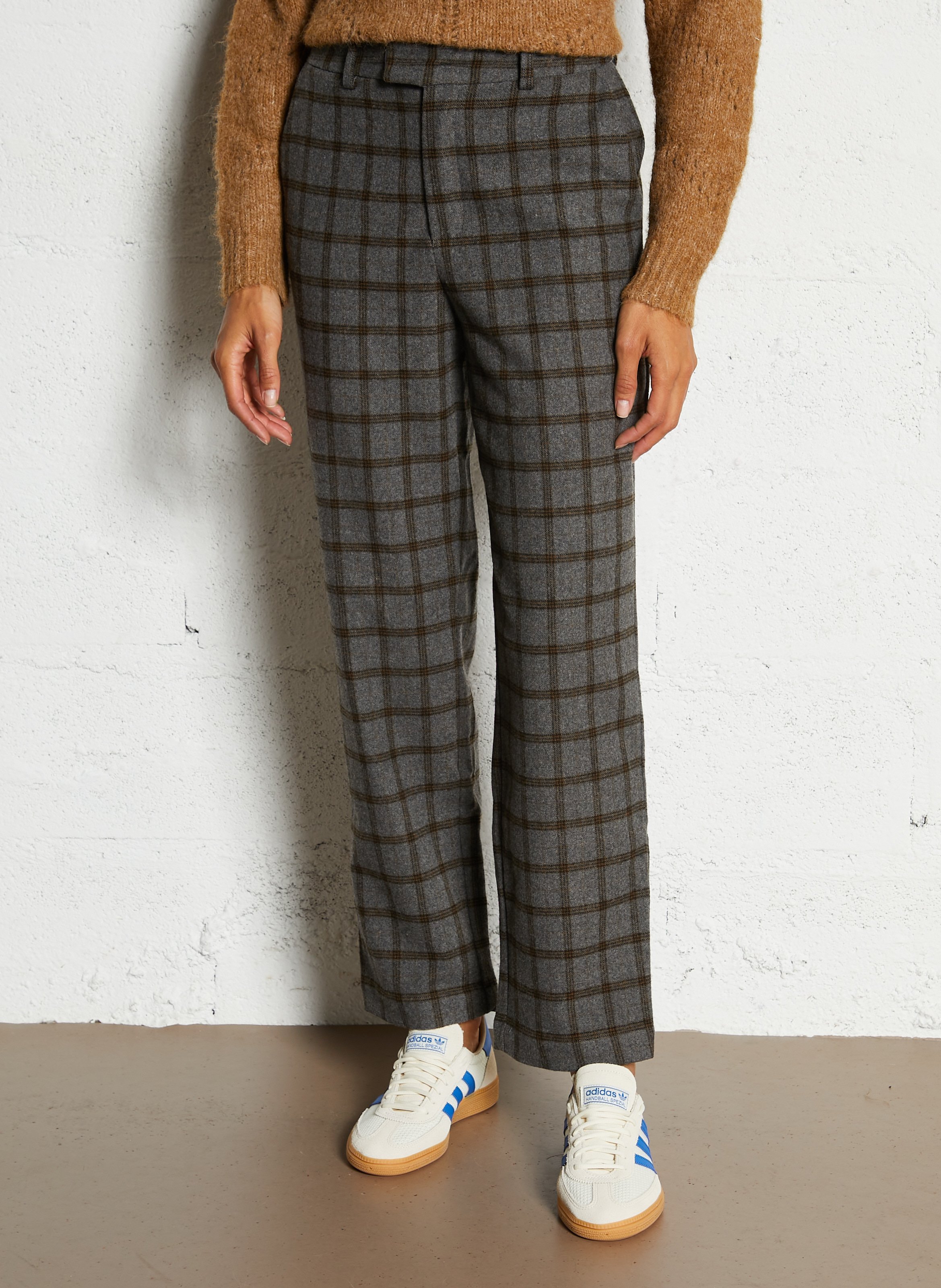 Pantalon droit à carreaux SEE U SOON Argent