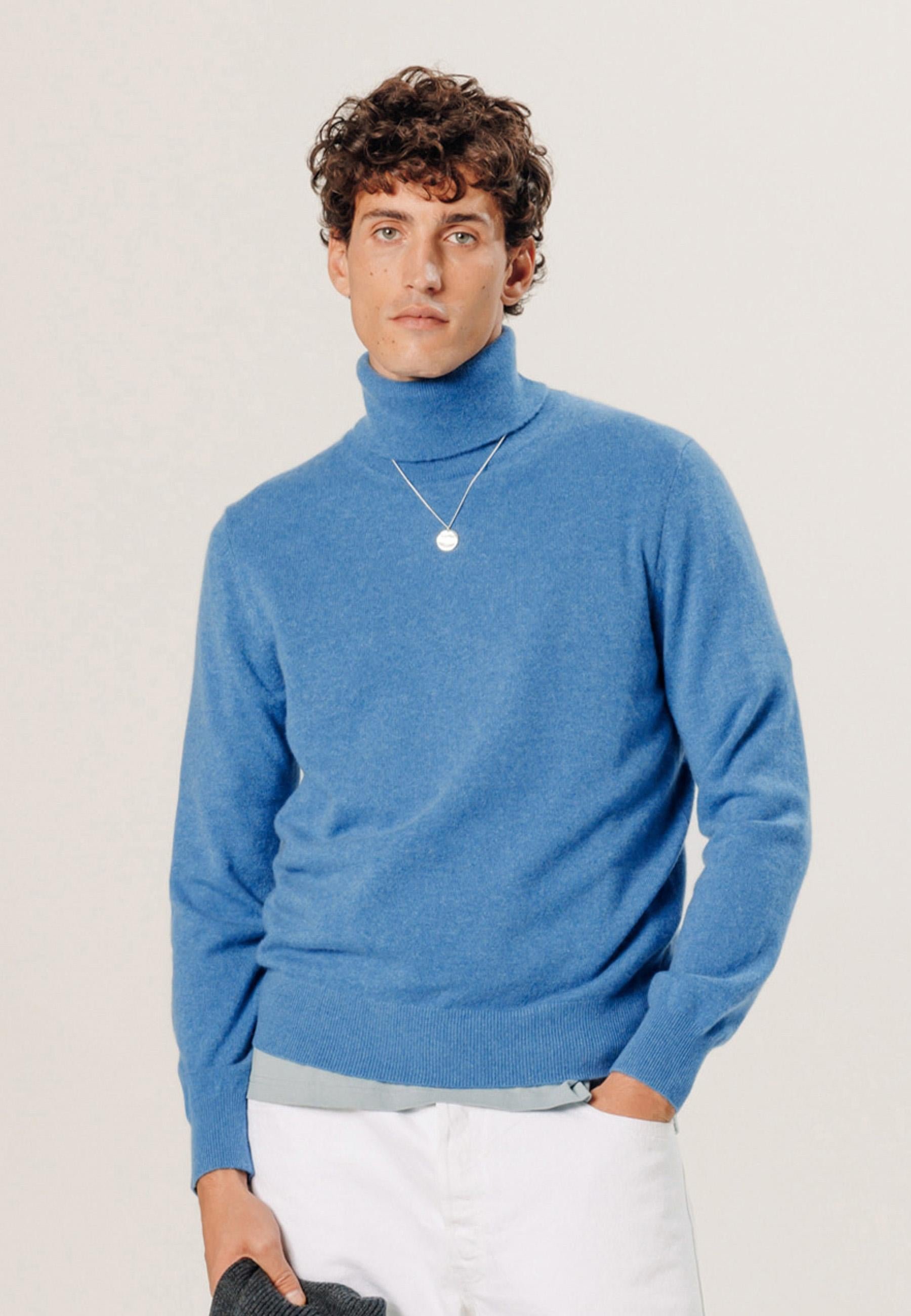 Pull Col Roulé Pull Laine Bleu Electrique PULL COL ROULE BLEU