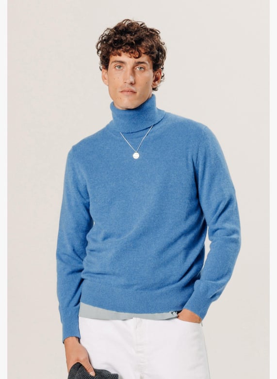 Pull Col Roulé Pull Laine Bleu Electrique PULL COL ROULE BLEU
