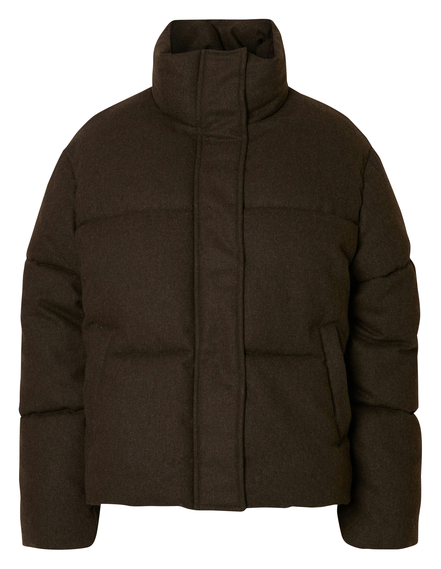 Doudoune droite col montant unie SELECTED Marron