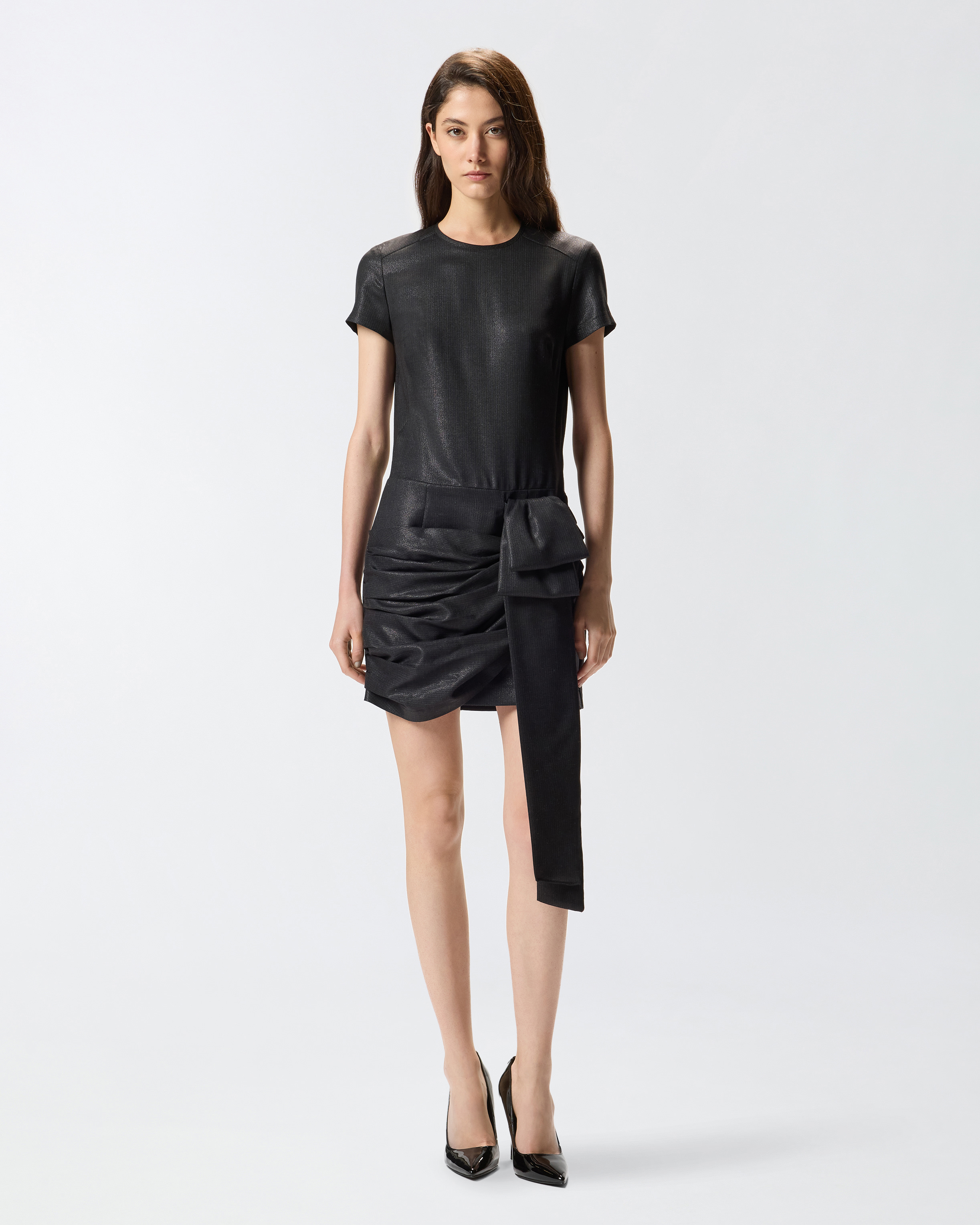 Short dress with stripes and draping PINKO Black