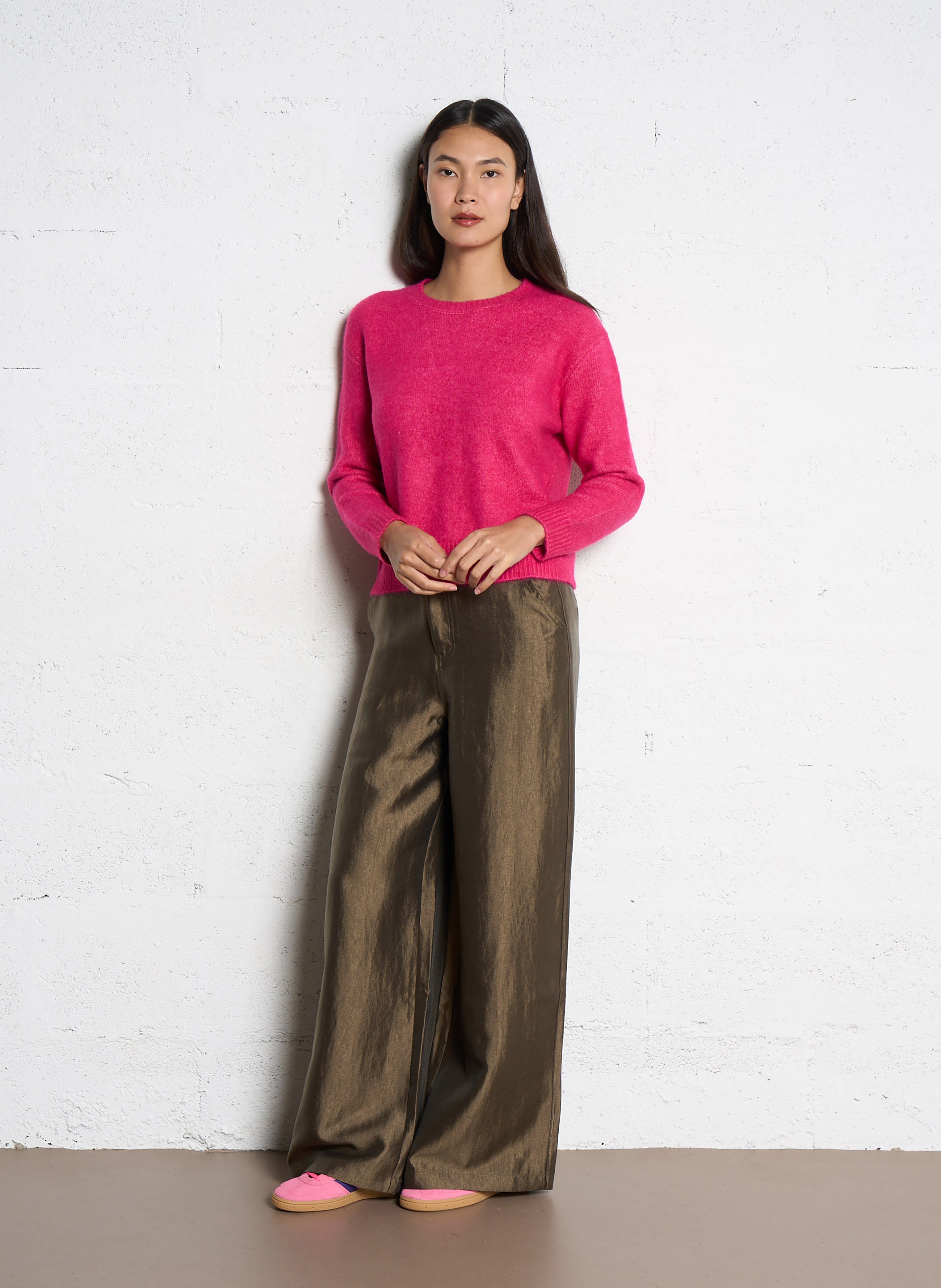 Pantalon large métallisé SEE U SOON Marron