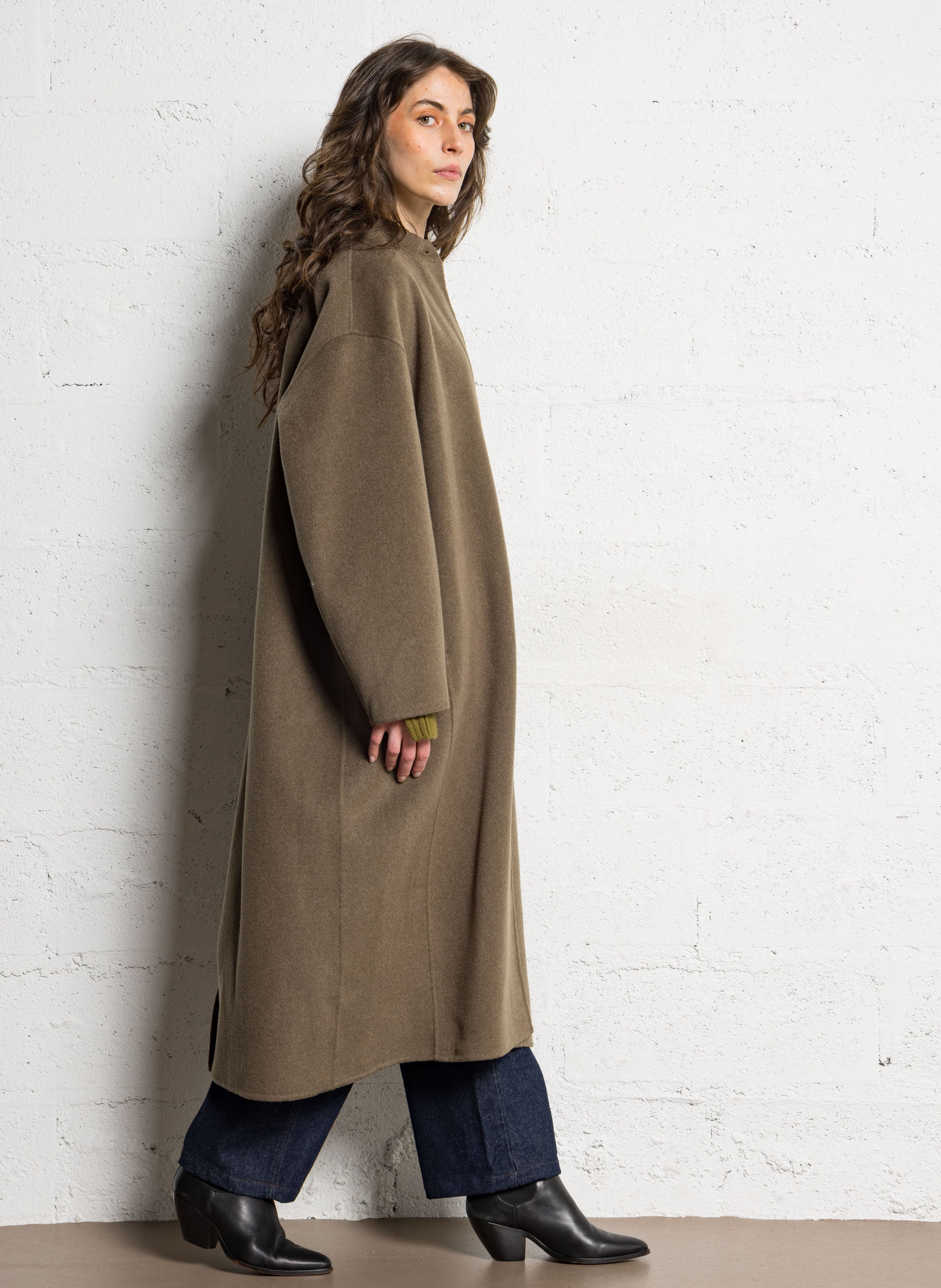 Manteau oversize en laine mélangée SOEUR Beige