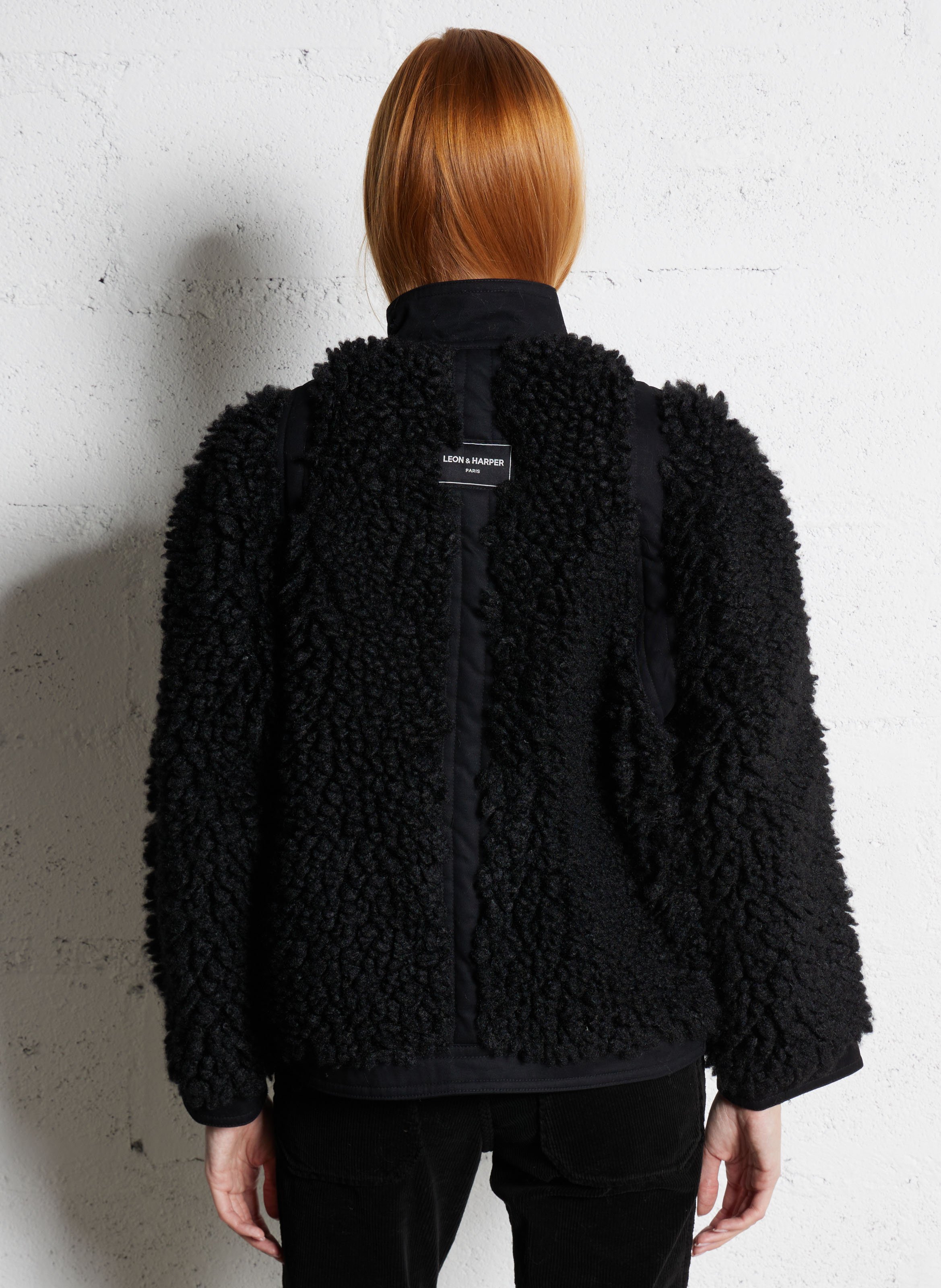 Sherpajack met opstaande kraag LEON & HARPER Zwart