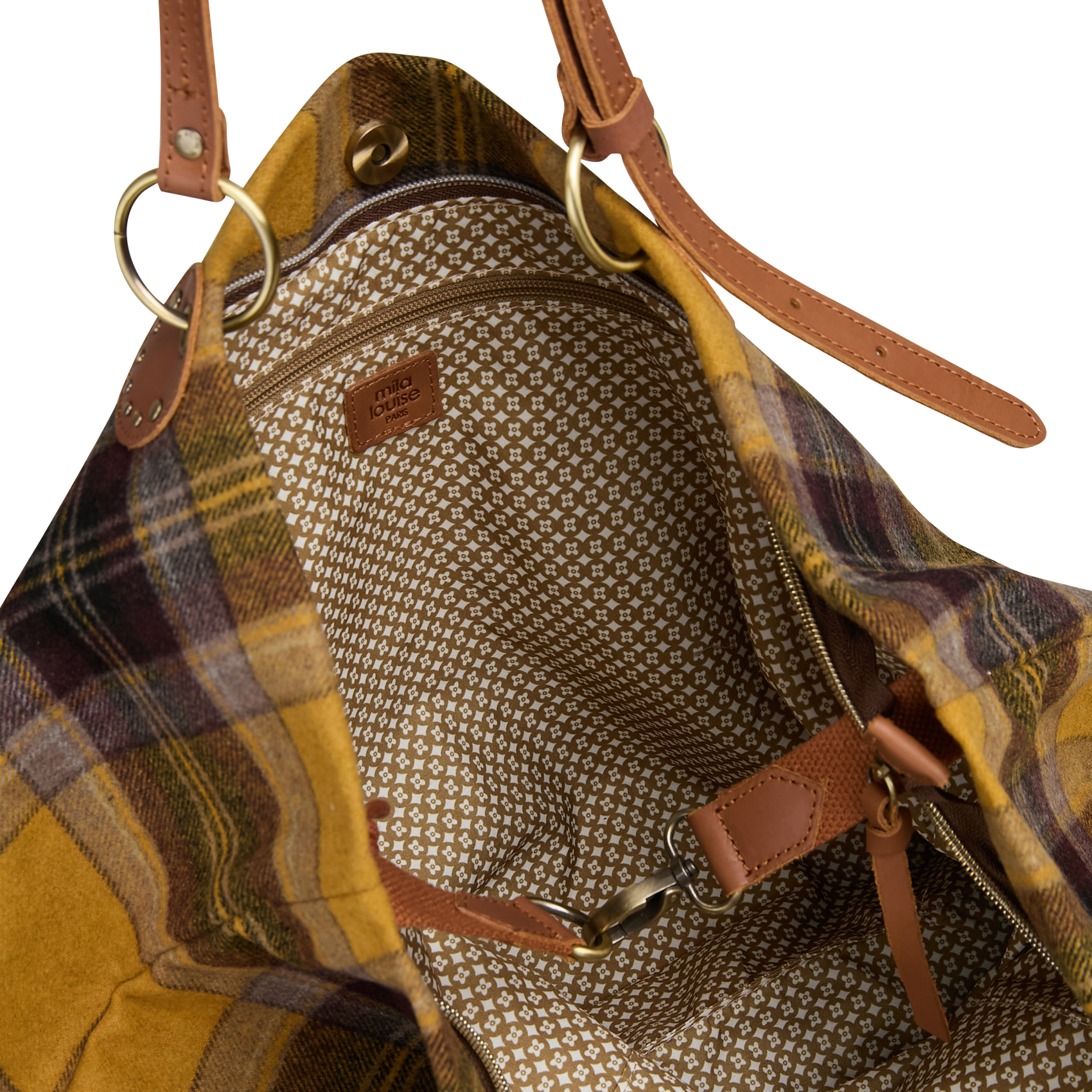 Tartan bedruckte Tasche MILA LOUISE Beige