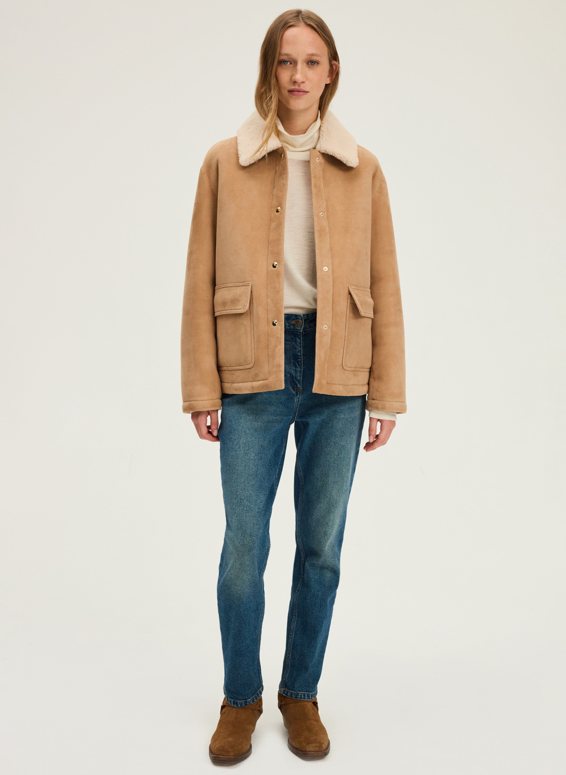 Lambskin leather jacket with classic collar PABLO Brown