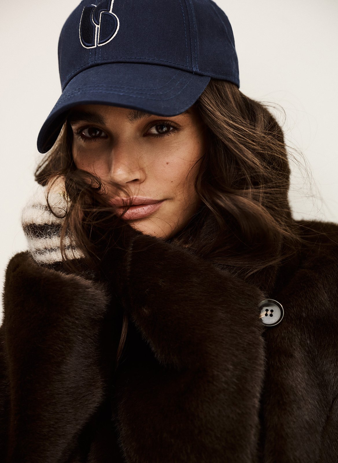 Oversized jas met omgeslagen kraag en faux bonteffect BA&SH Bruin