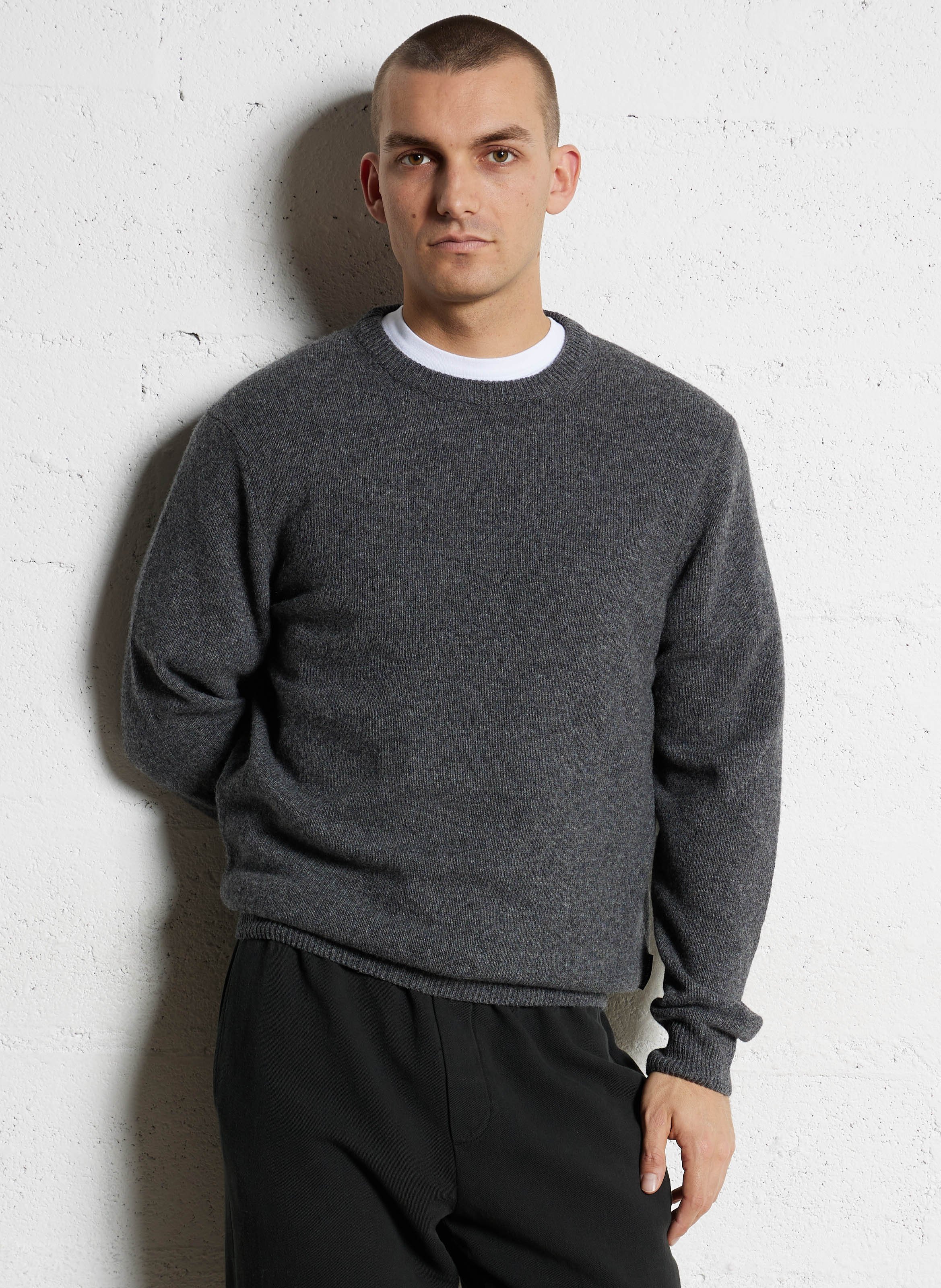 Effen trui van wolmix met lange mouwen en kant CASUAL FRIDAY Grijs