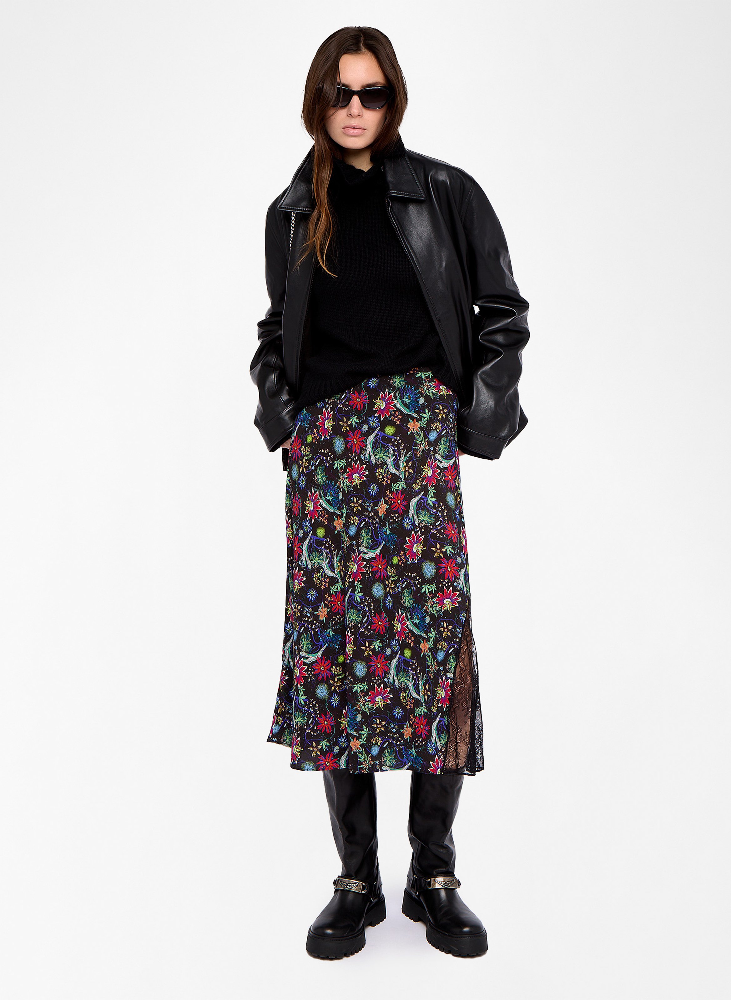 Jupe midi fluide fendue imprimée ZADIG&amp;VOLTAIRE Bleu