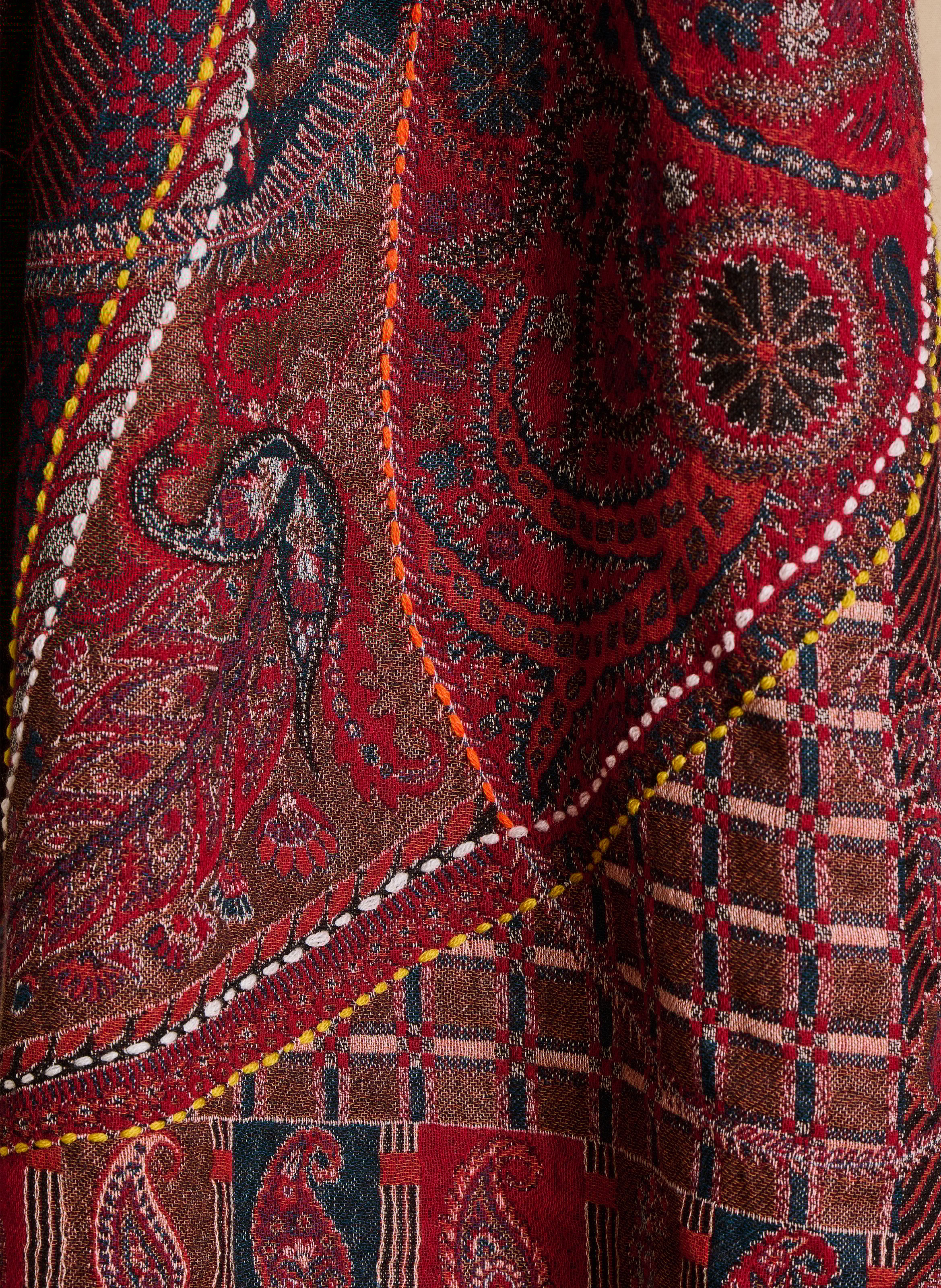 Echarpe carrée imprimée en coton et laine LA FEE MARABOUTEE Red