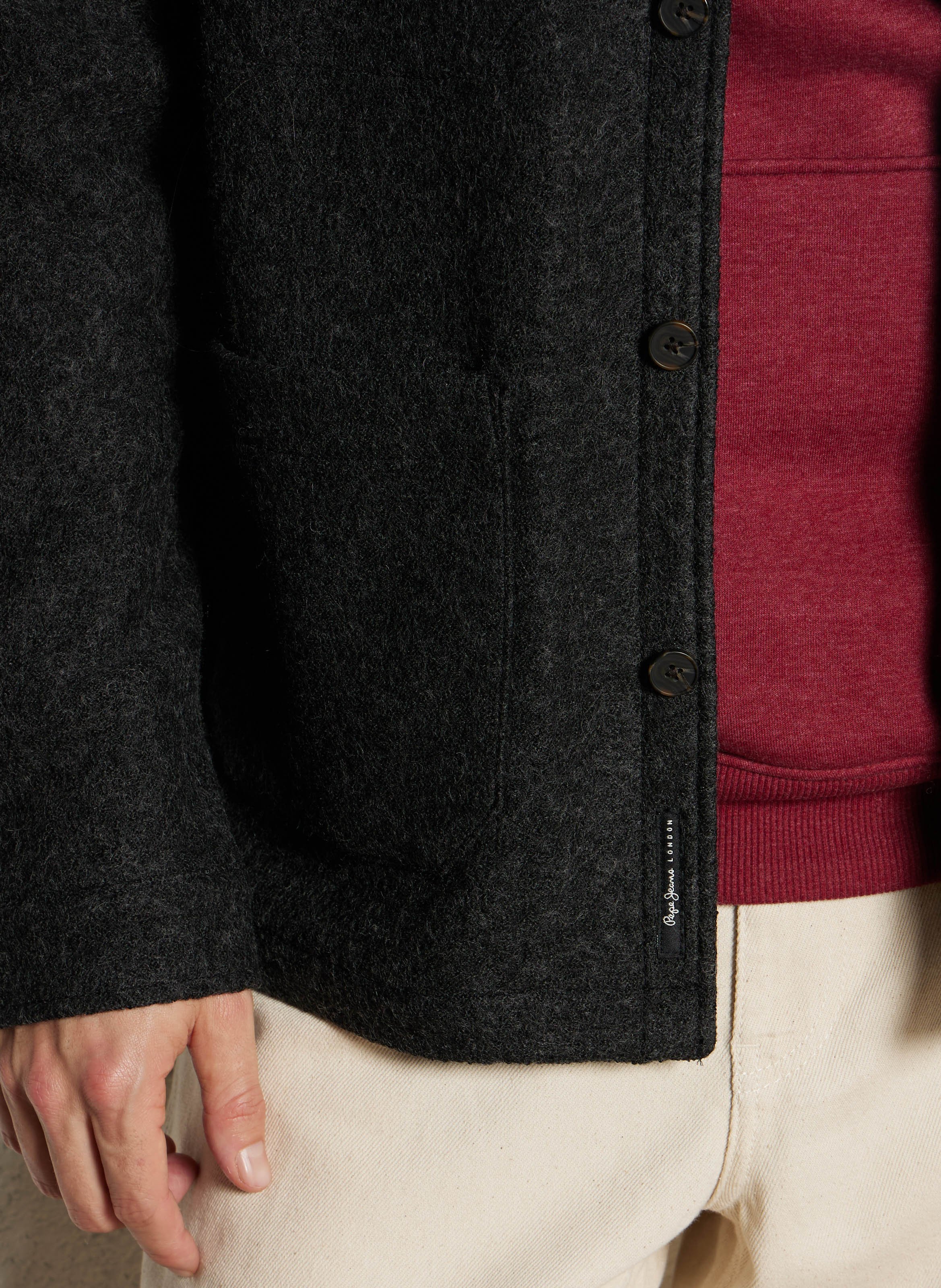 Veste droite col classique en maille PEPE JEANS Gris