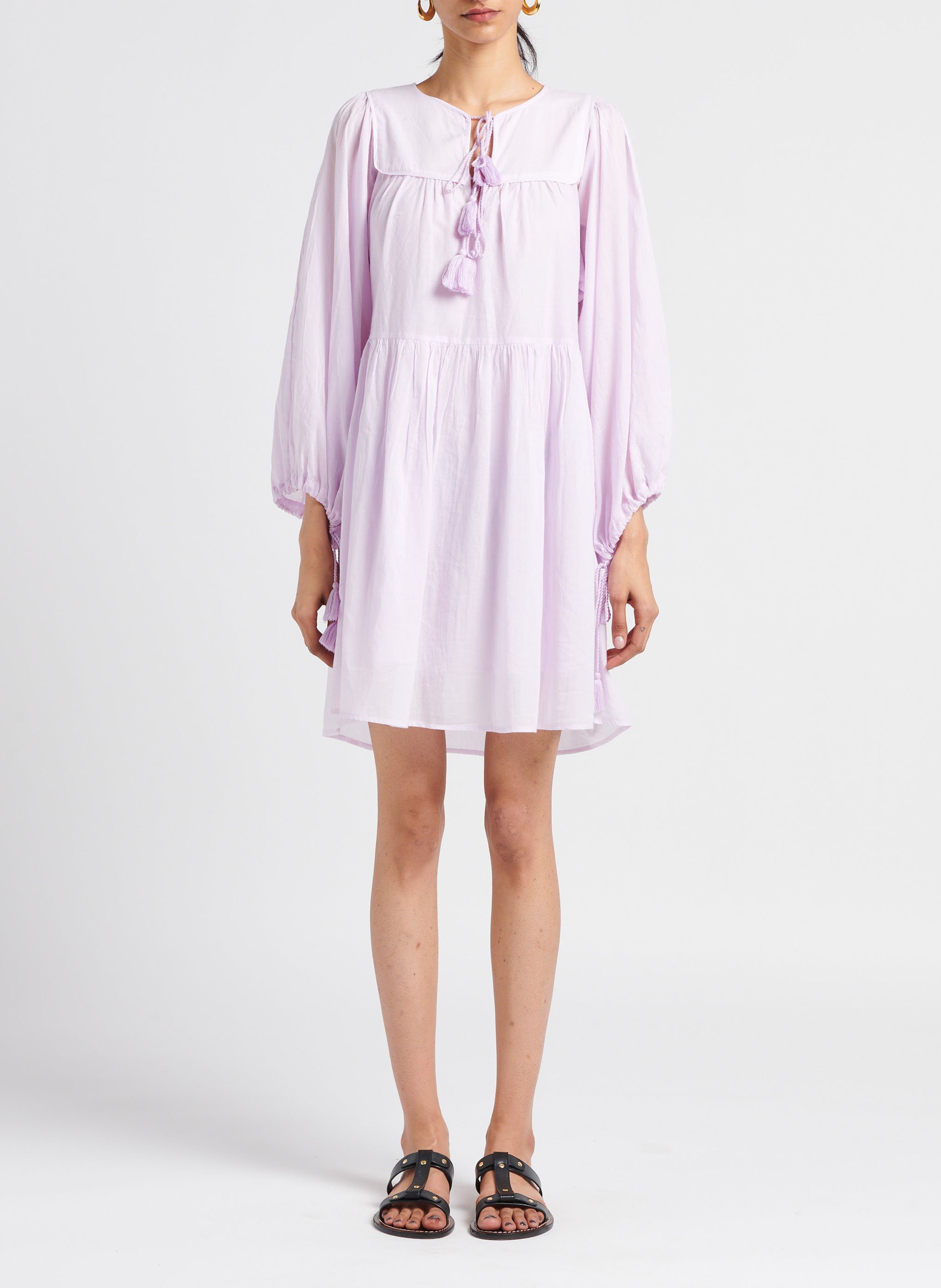 Korte jurk van katoenvoile ANTIK BATIK Blauw