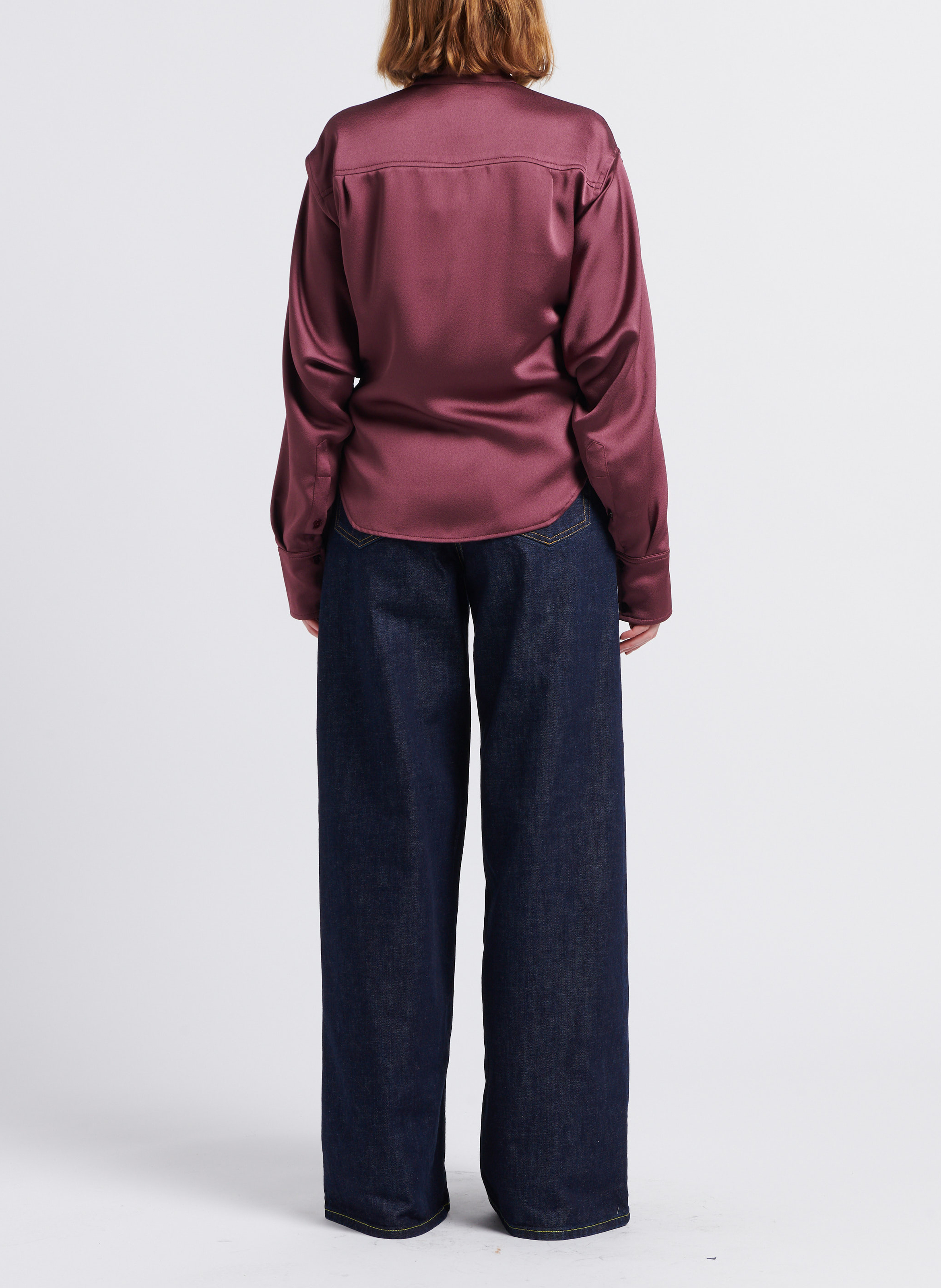 Satiniertes Hemd mit Mao-Kragen LAURENCE BRAS Pflaume