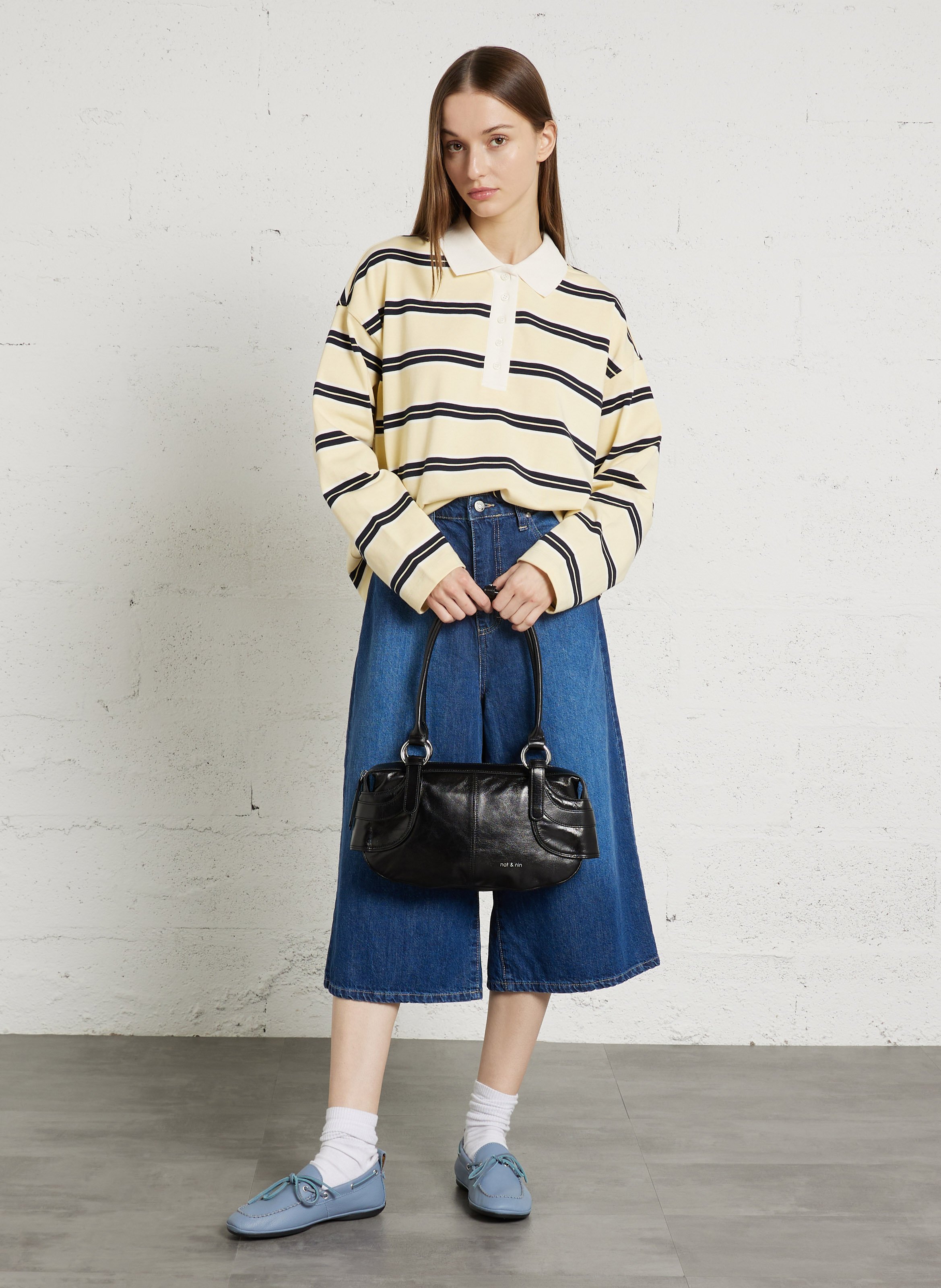 Leather clutch bag NAT & NIN Black