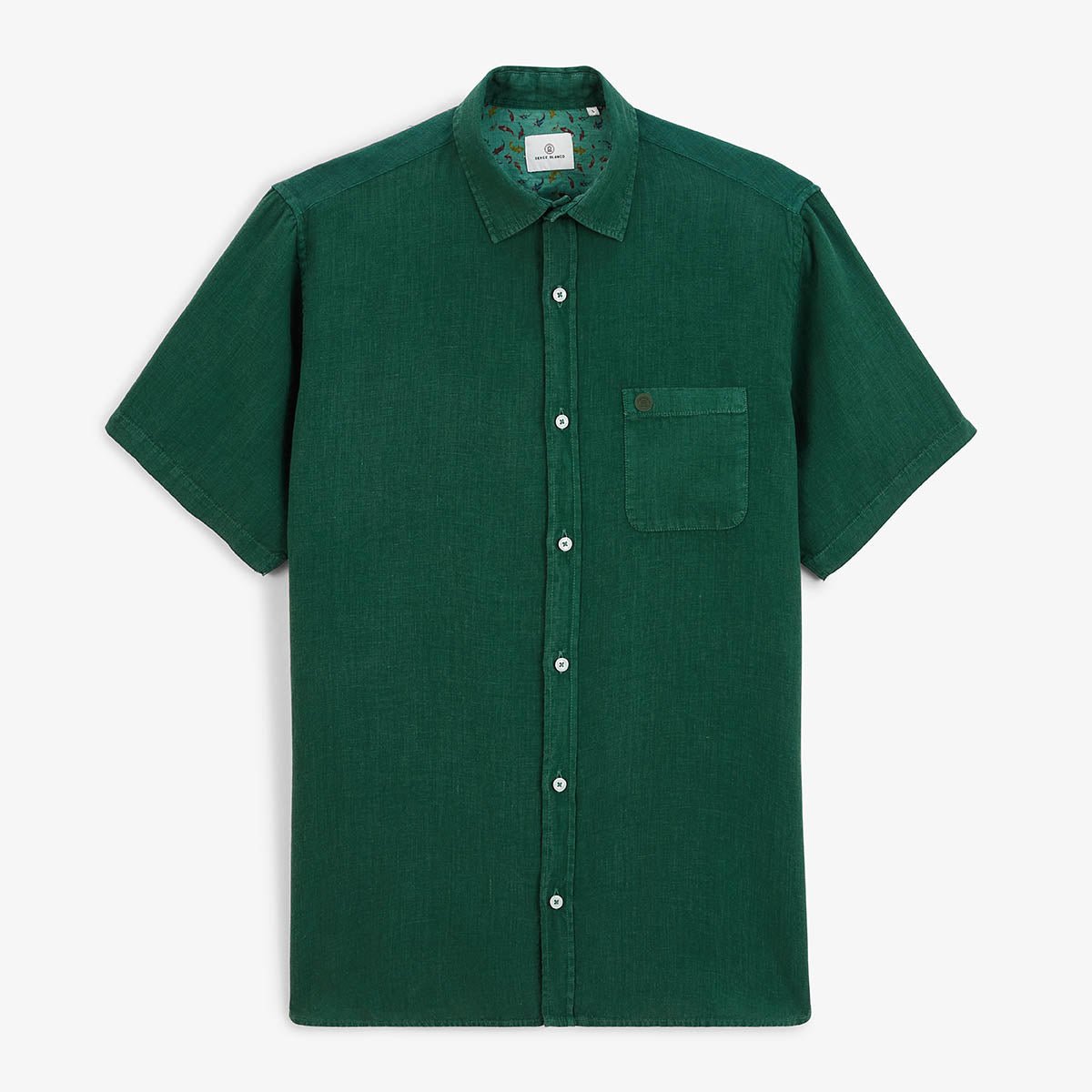 Short-sleeved plain linen shirt SERGE BLANCO Green