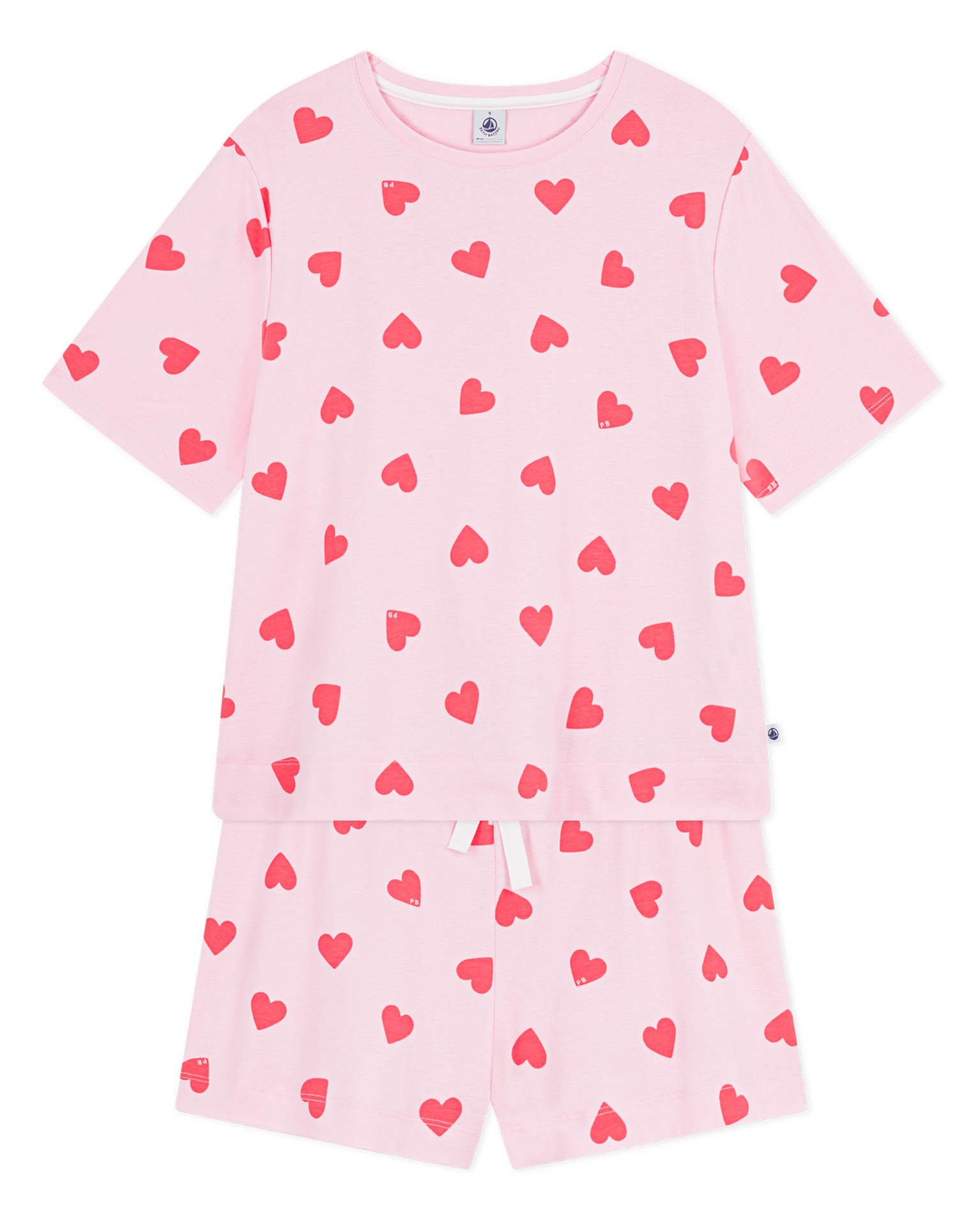 Baumwoll-Pyjama mit Herzprint PETIT BATEAU Rosa