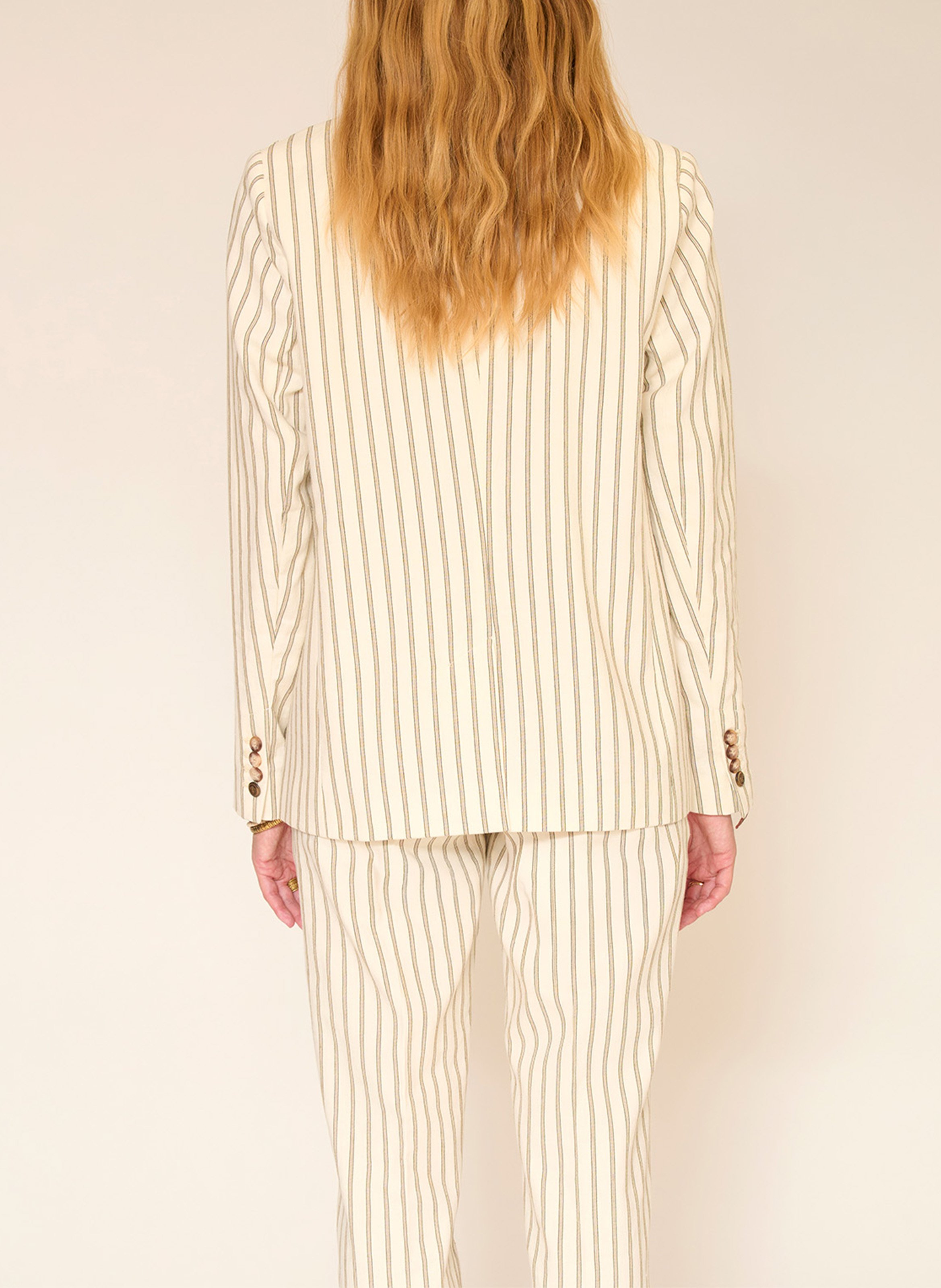 Chaqueta sastre recta de rayas MKT Beige