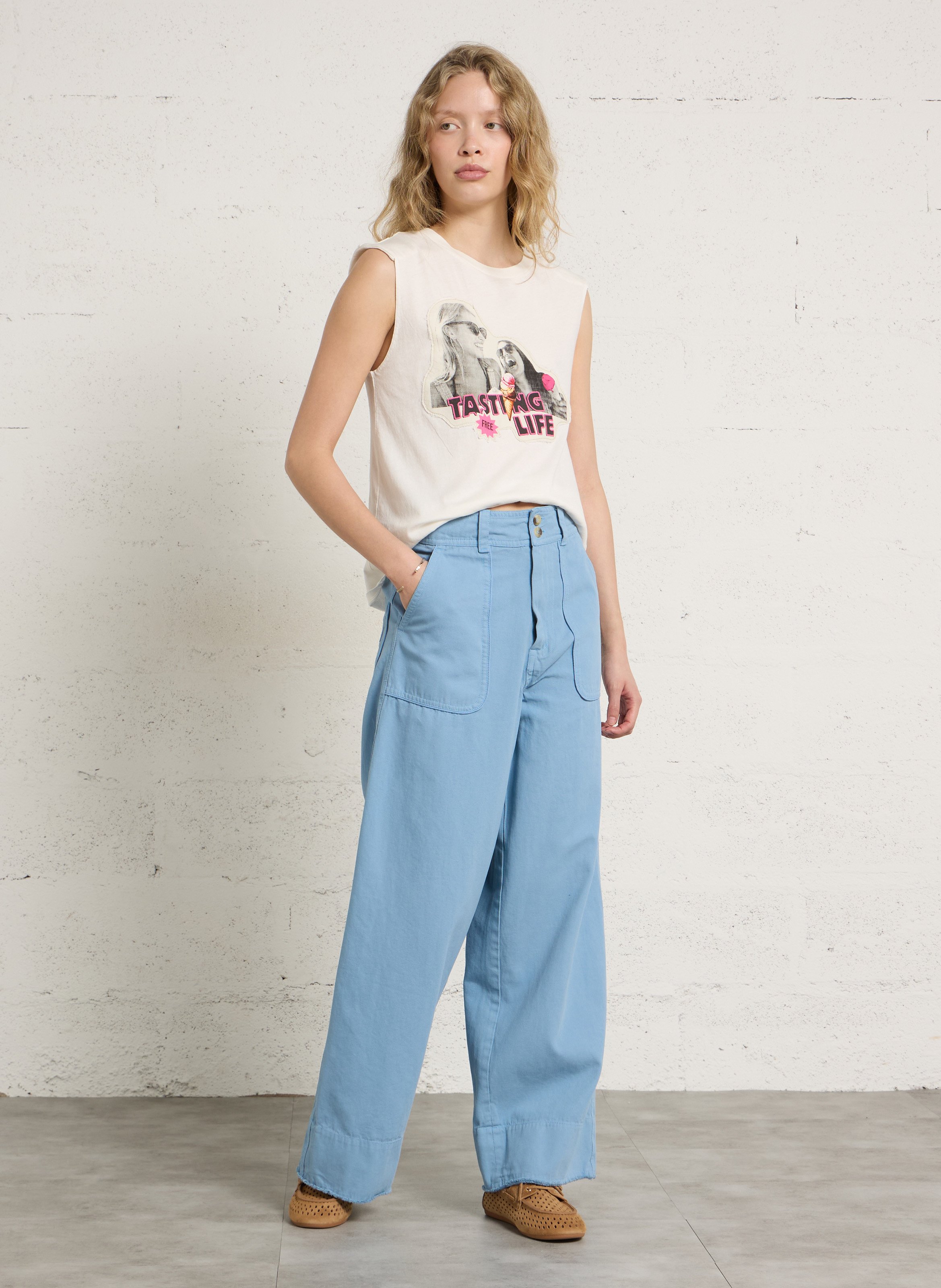 Débardeur col rond en coton bio LEON & HARPER Blanc